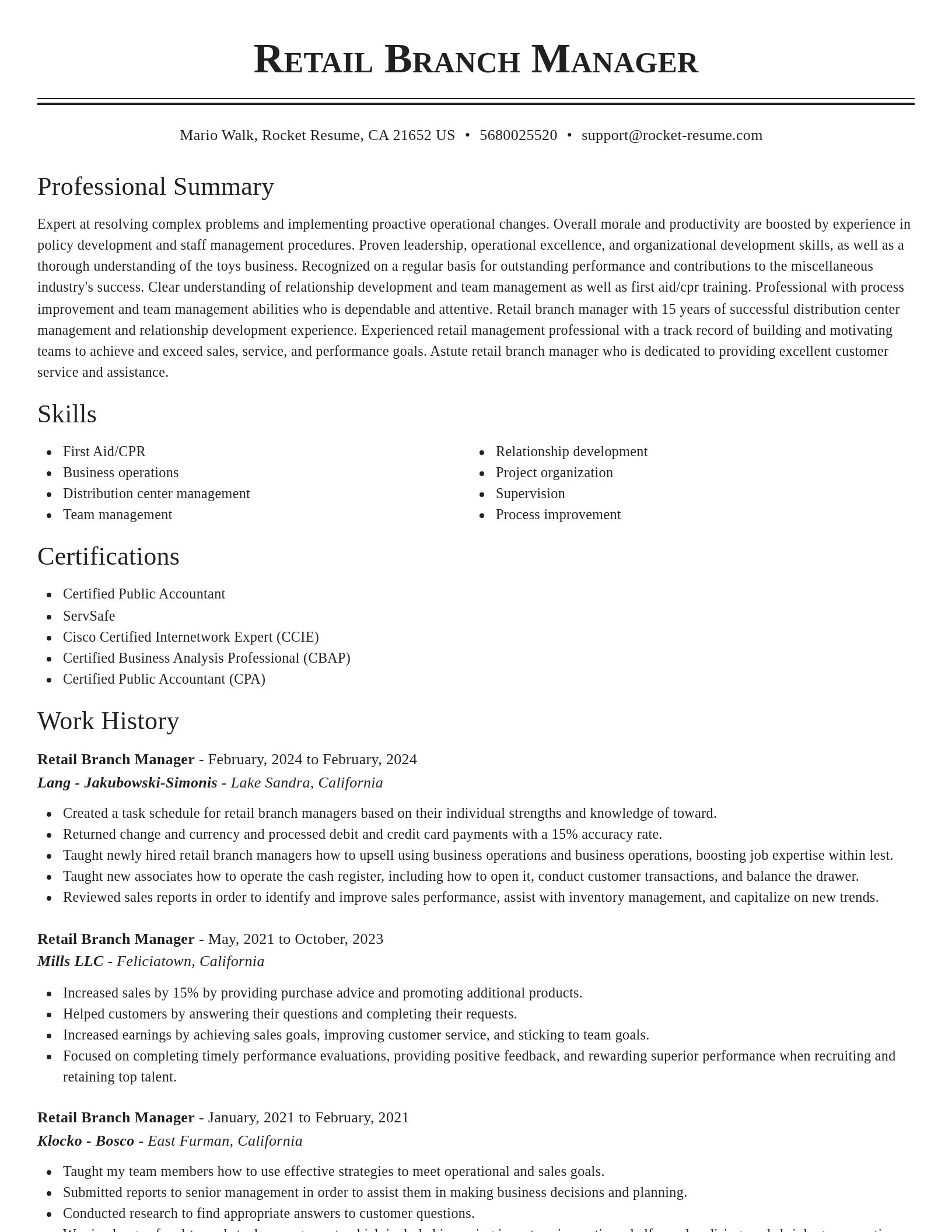 Classic resume template