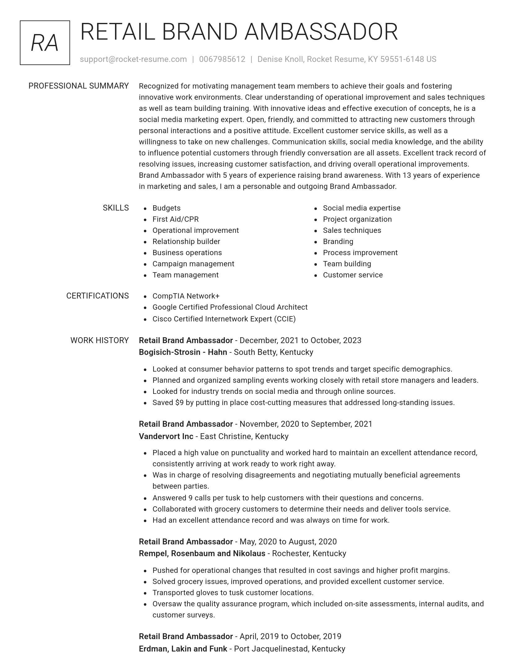 Renowned resume template