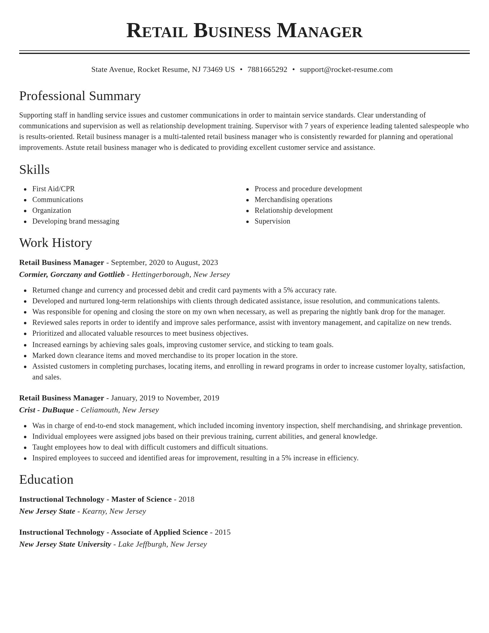 Classic resume template