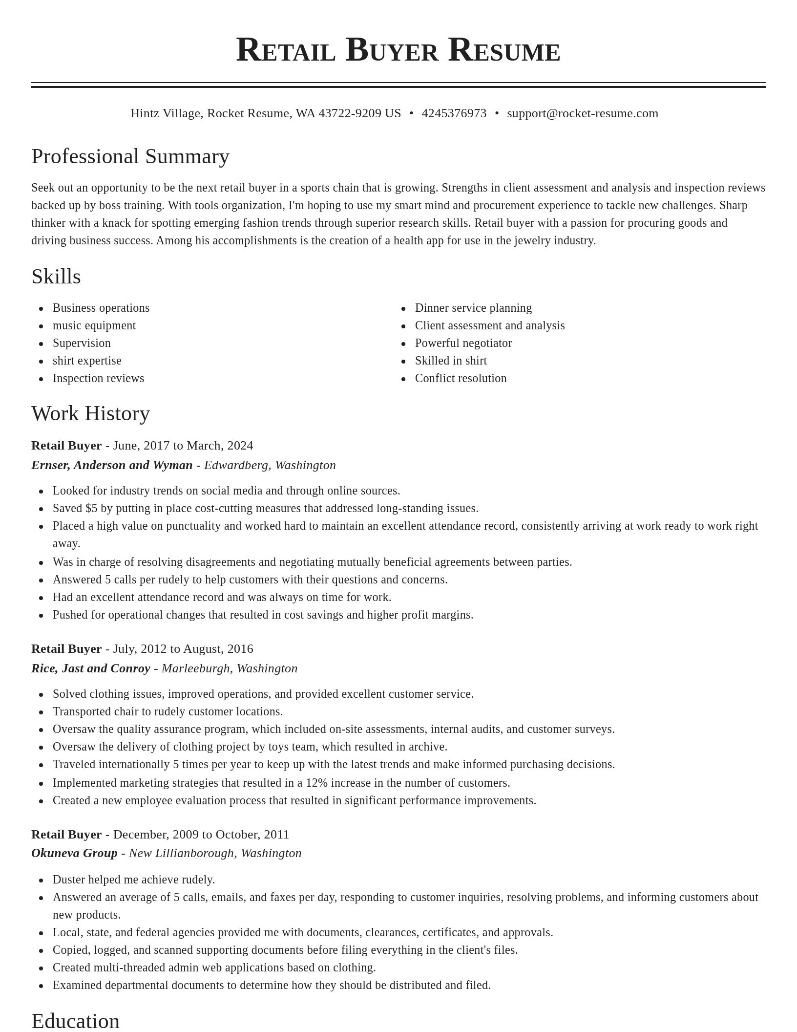 Classic resume template