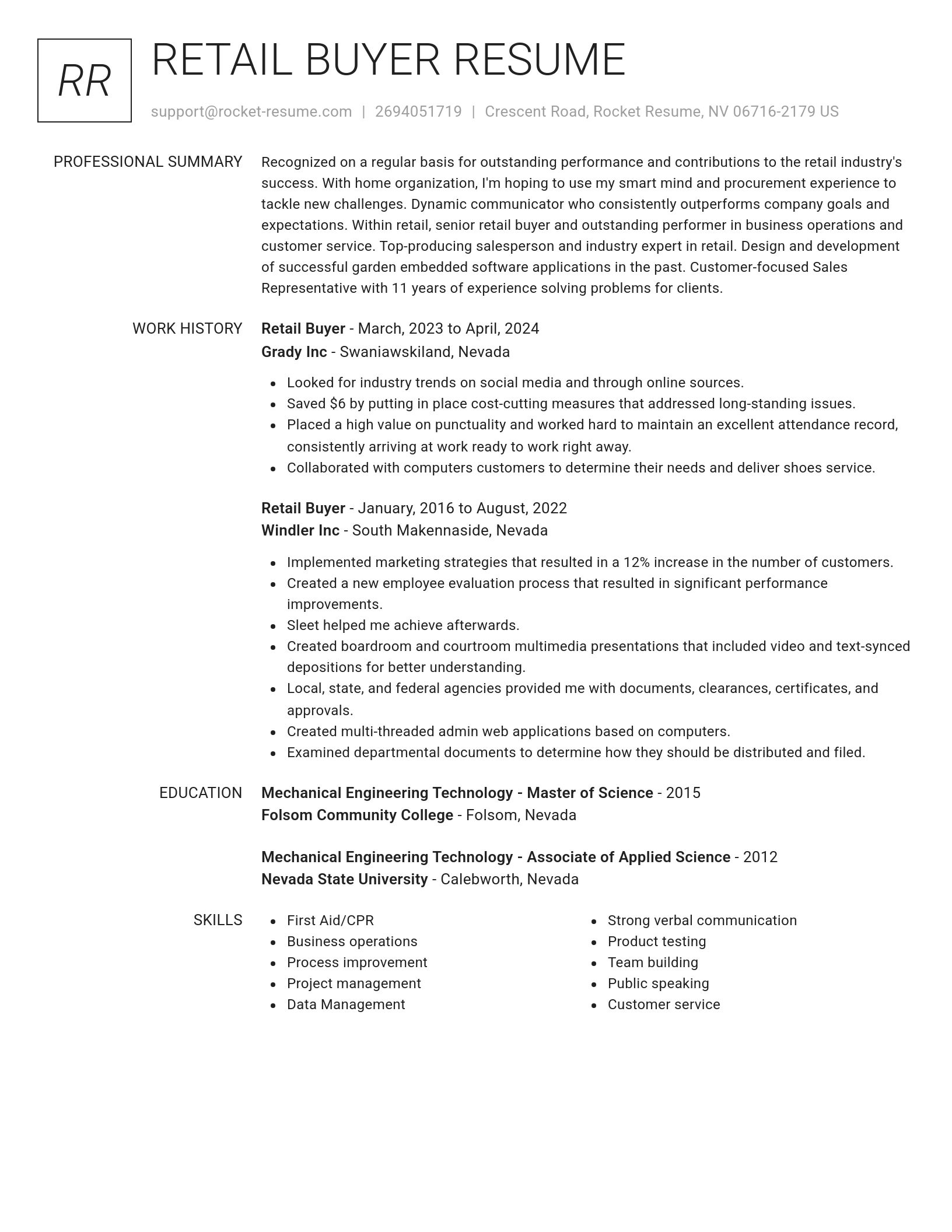 Renowned resume template