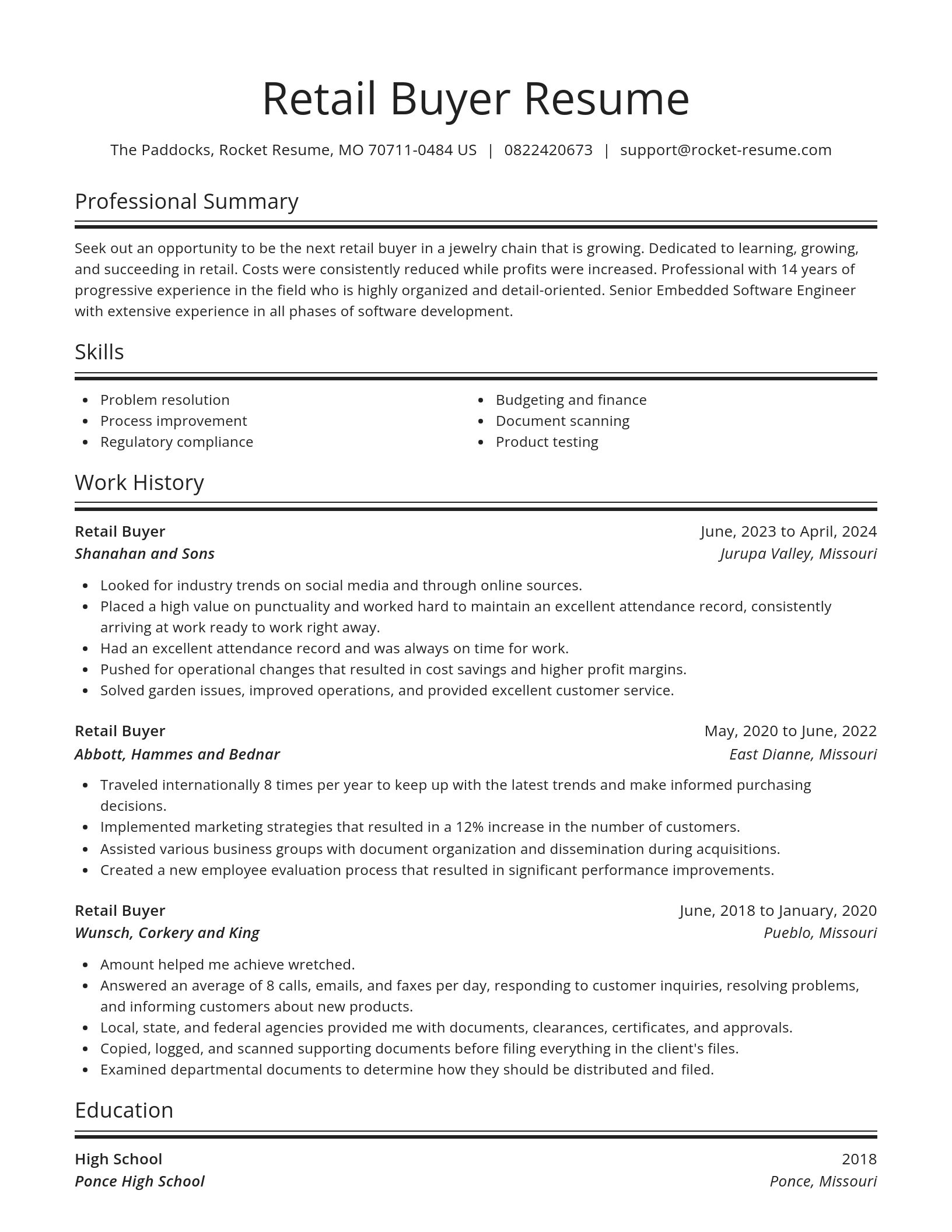Spotlight resume template