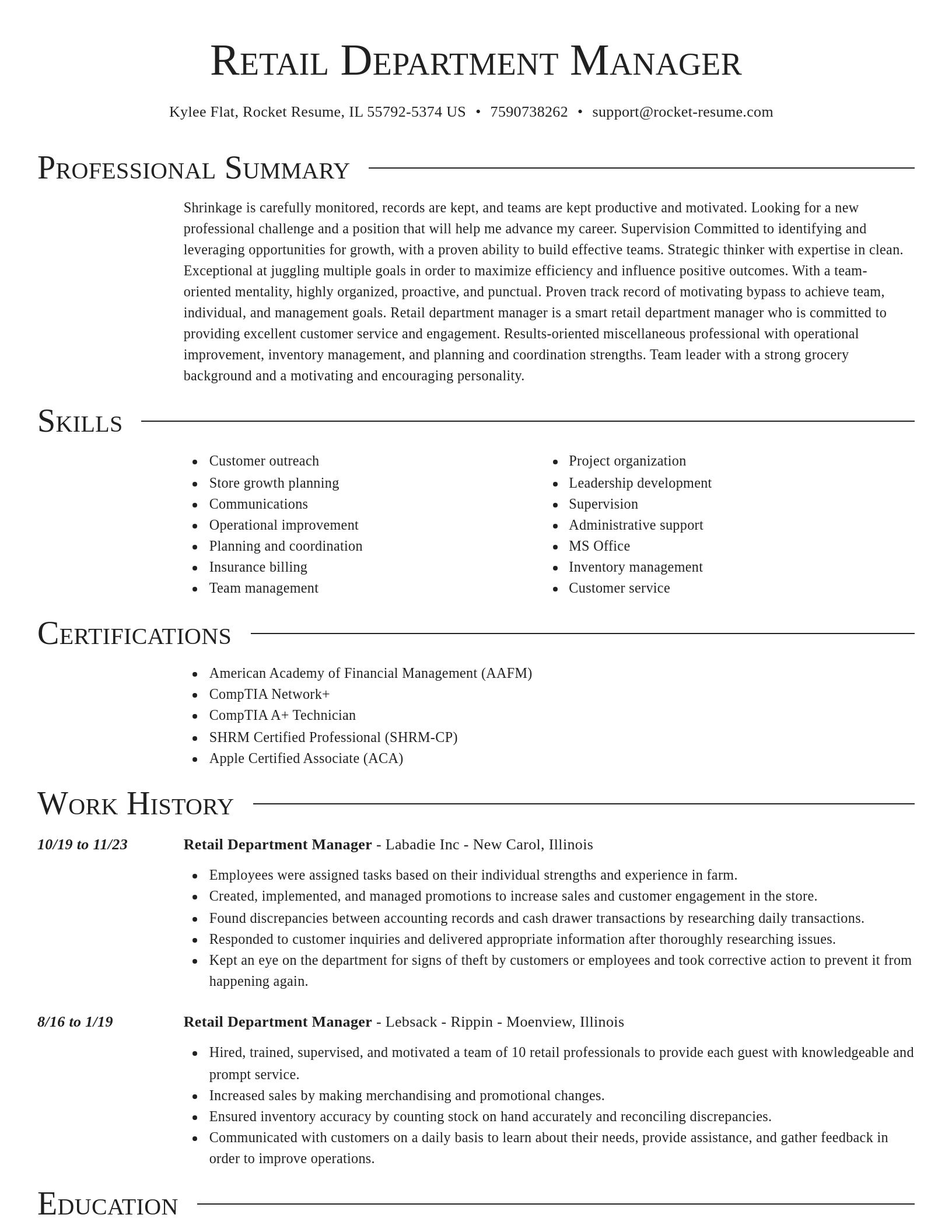 Director resume template