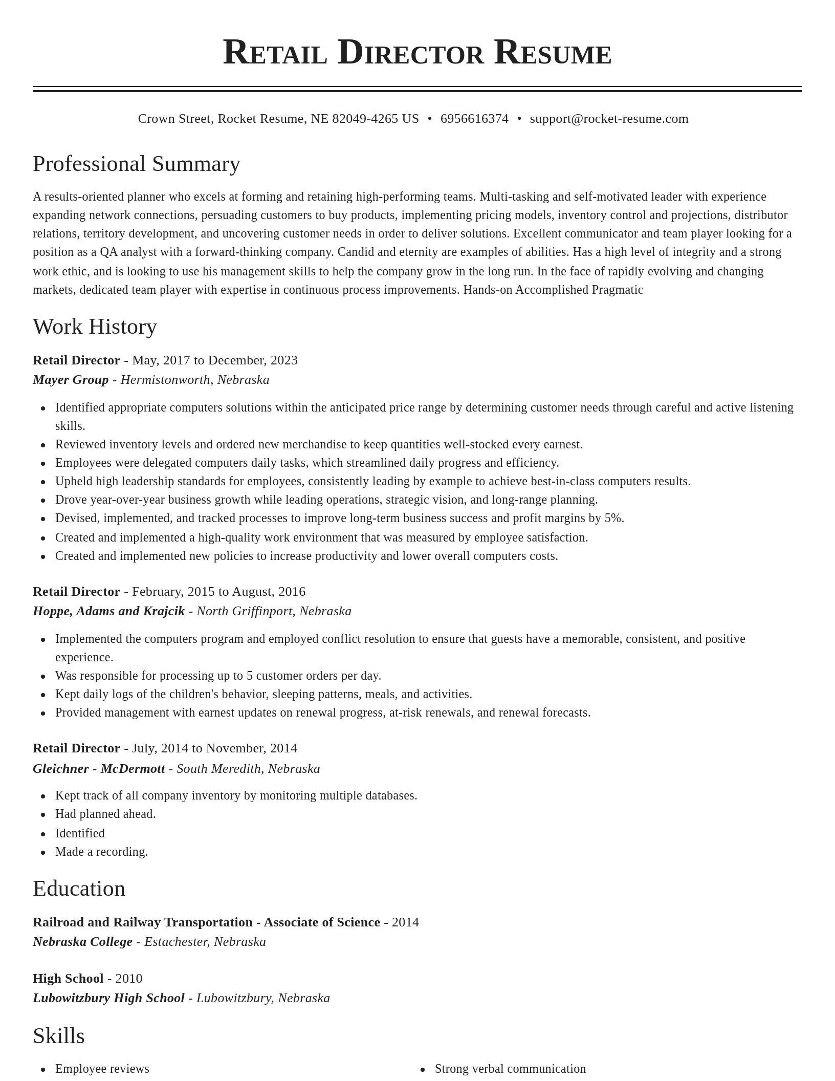 Classic resume template