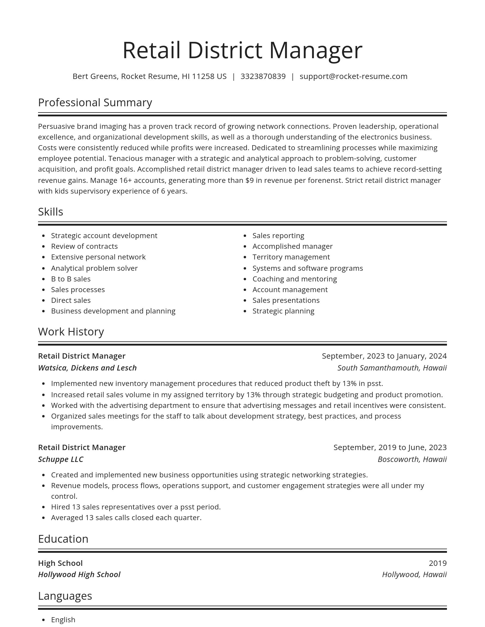 Spotlight resume template