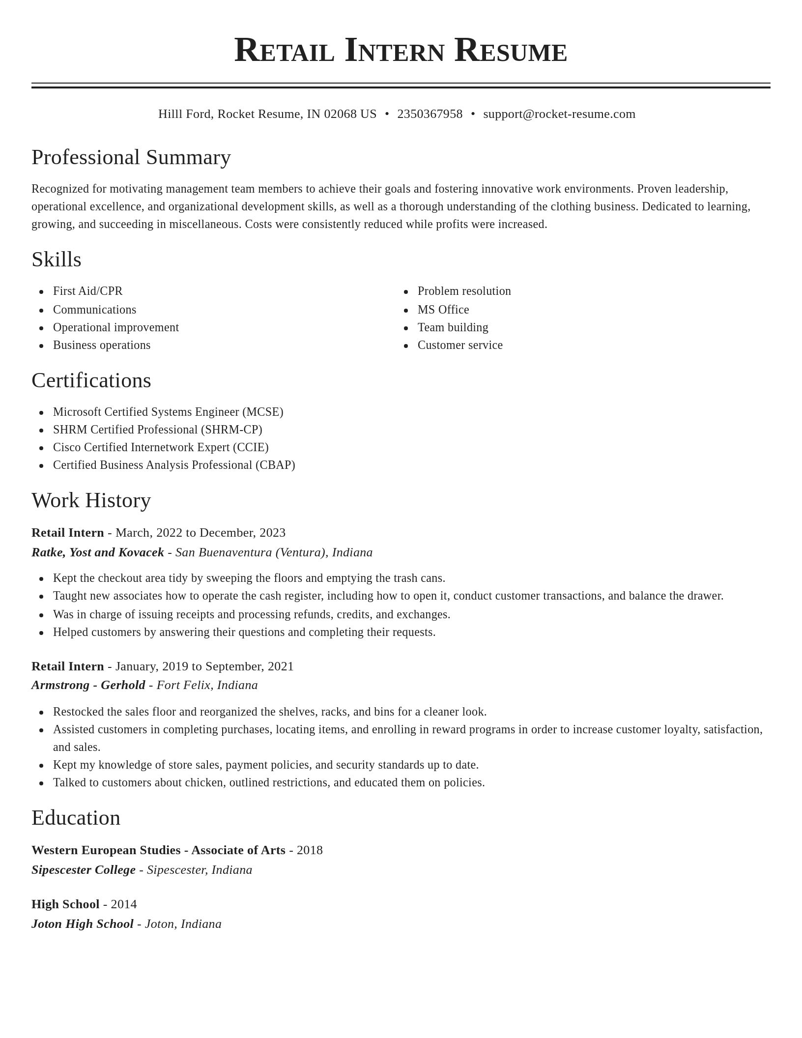 Classic resume template