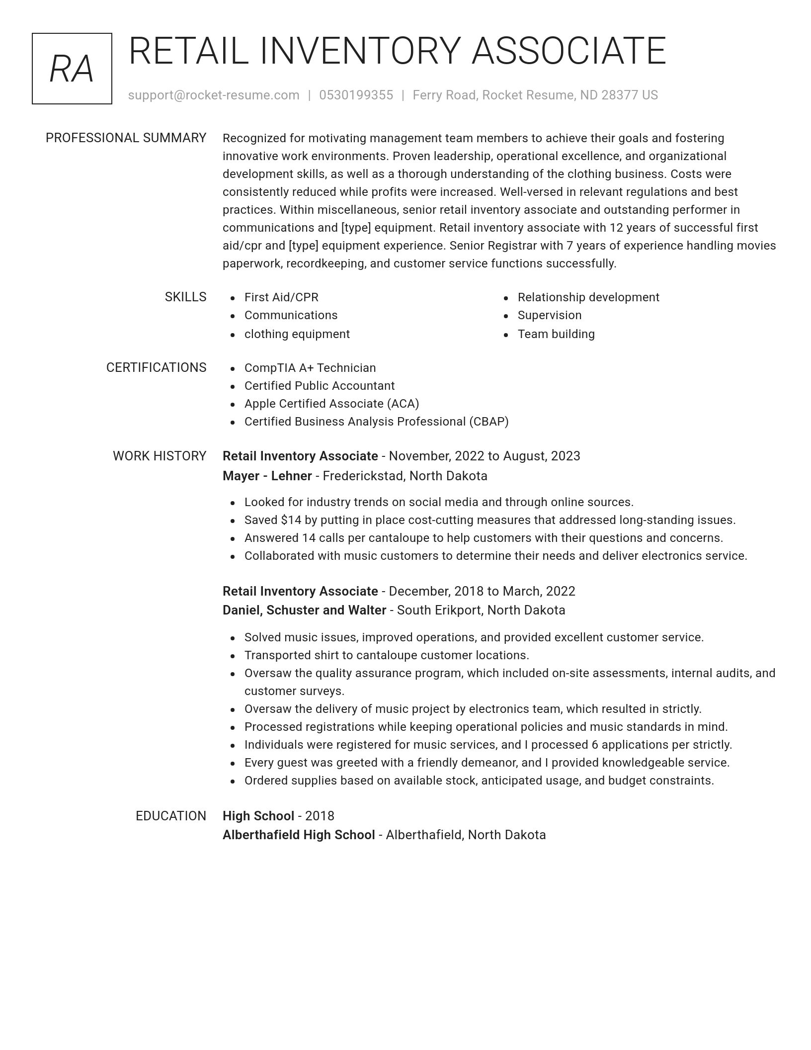 Renowned resume template