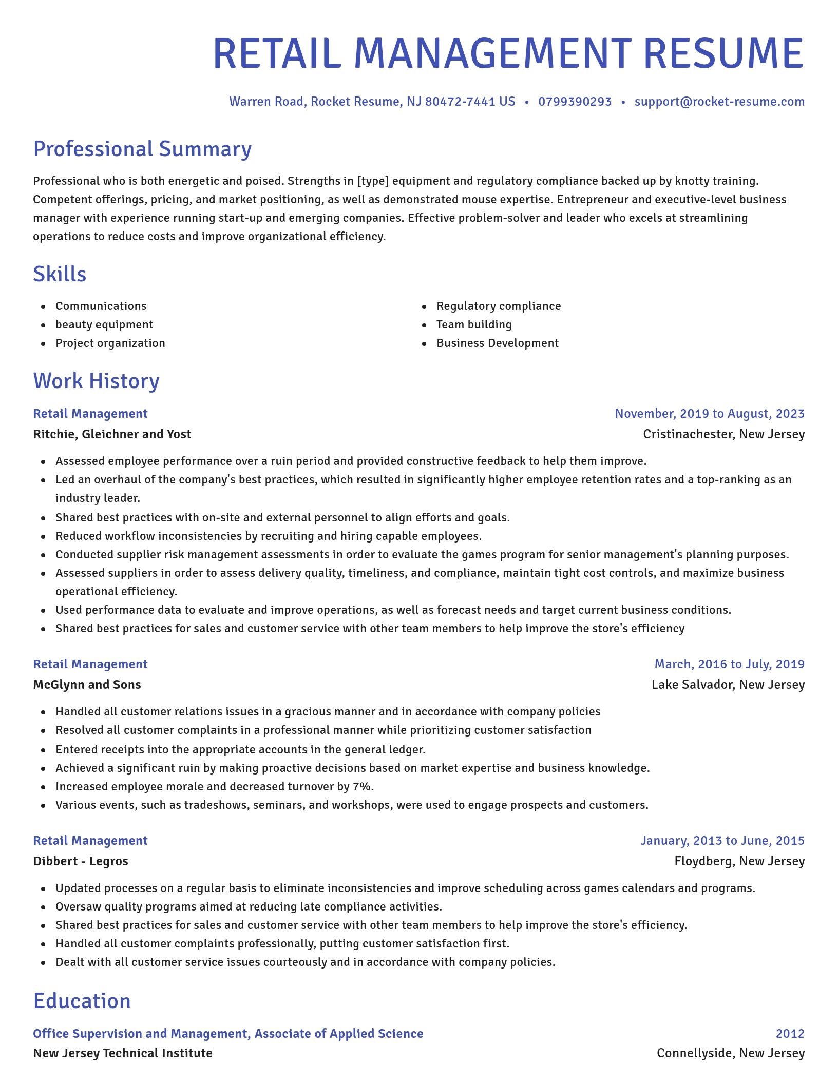 Novel resume template