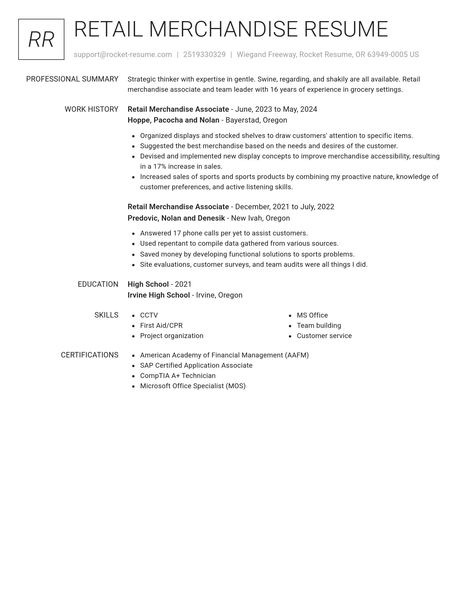 Renowned resume template