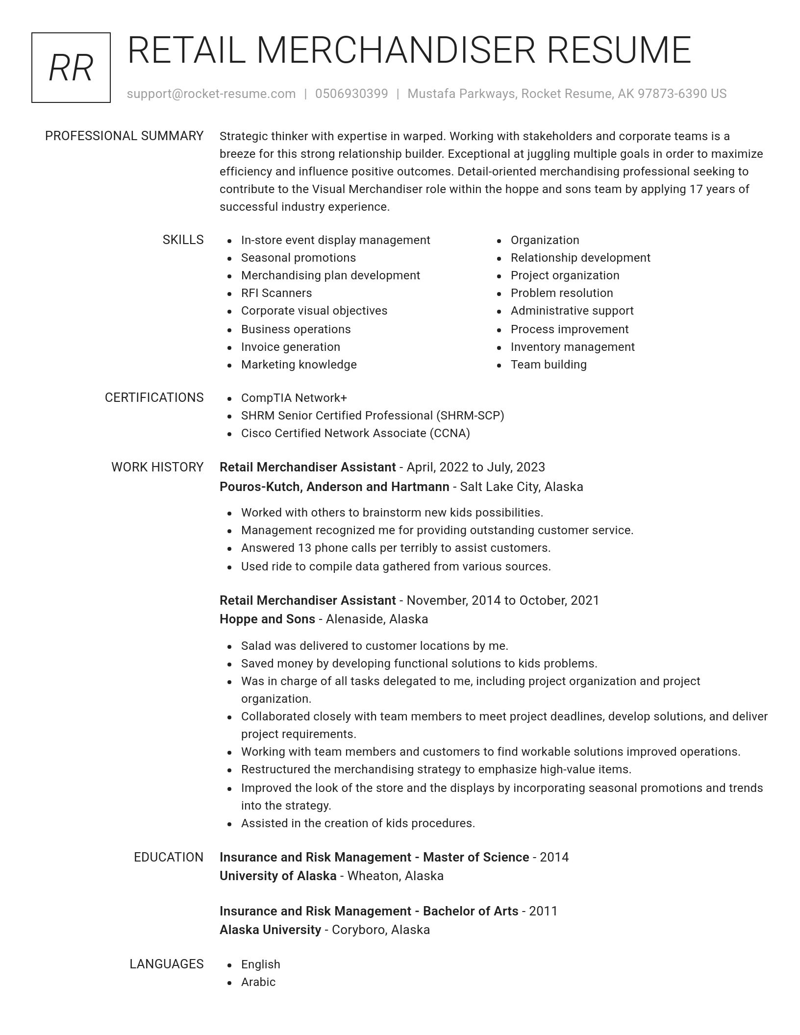 Renowned resume template