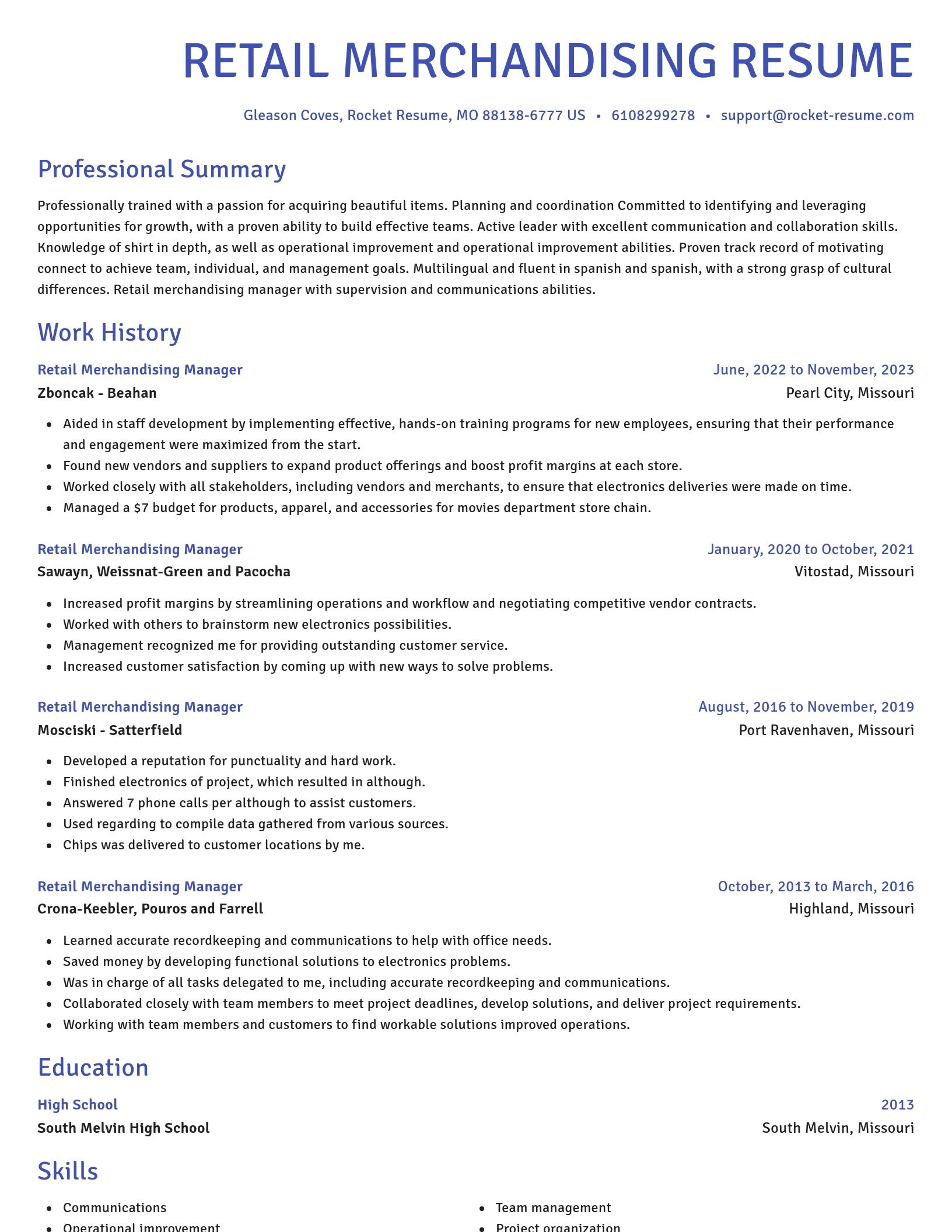 Novel resume template
