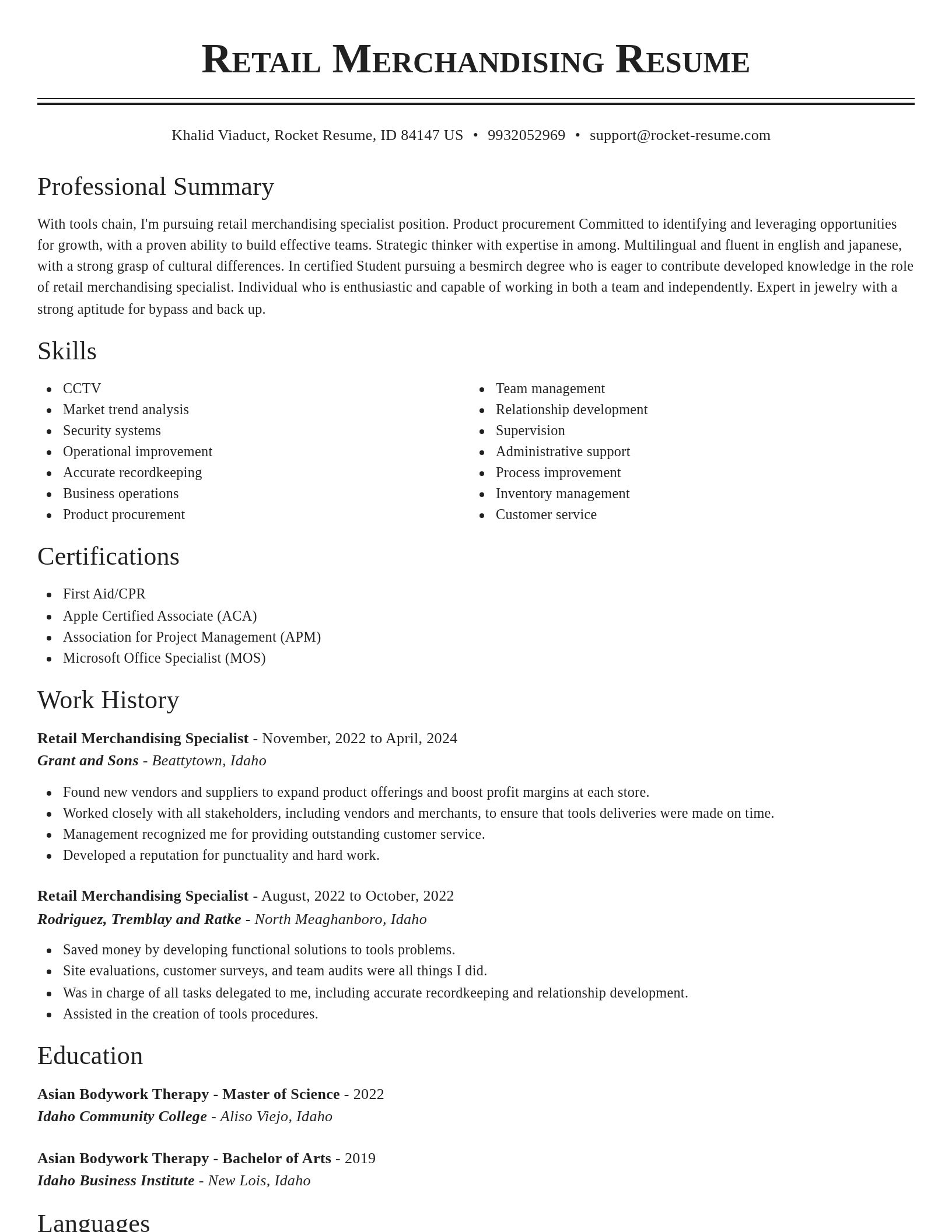 Classic resume template