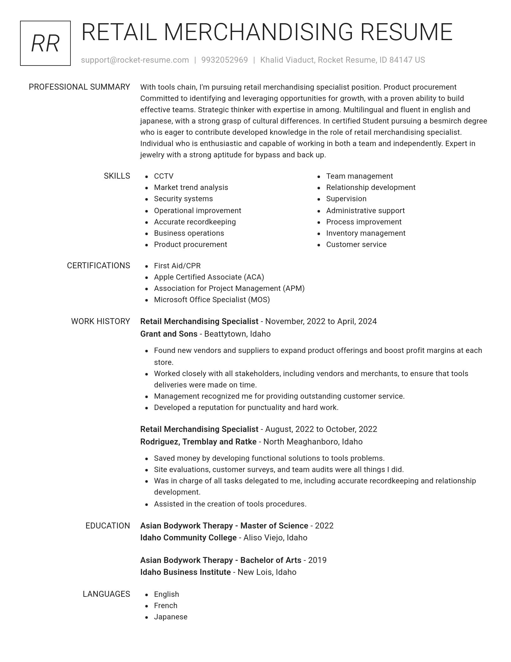 Renowned resume template