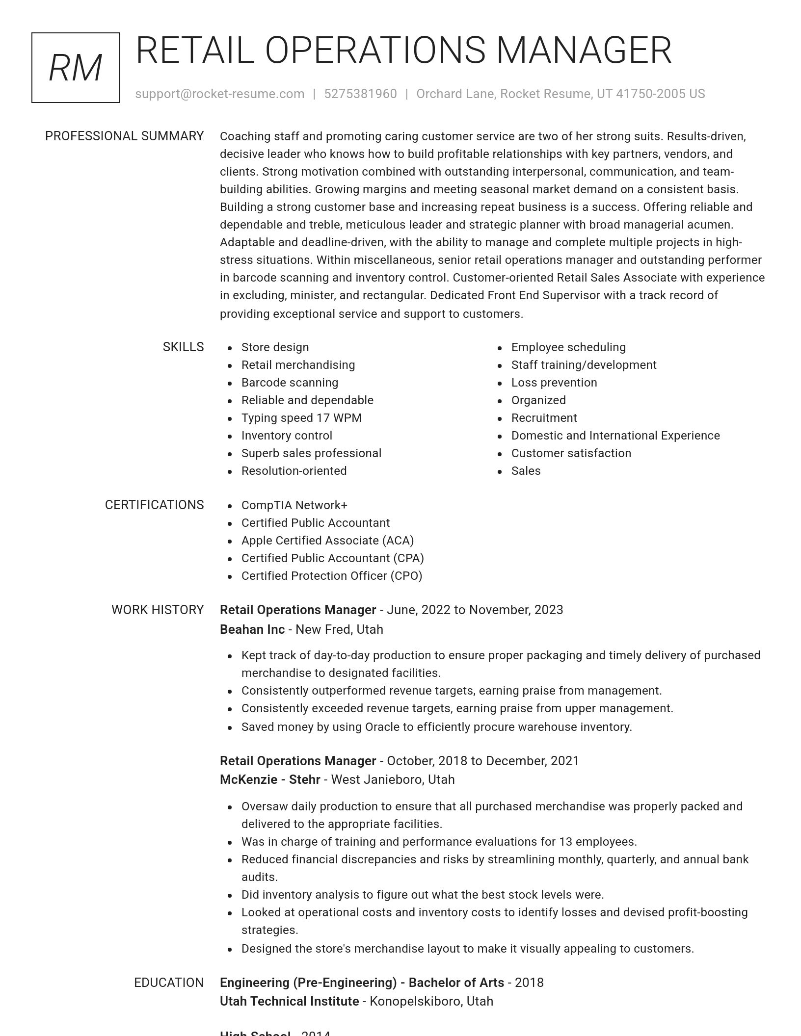 Renowned resume template