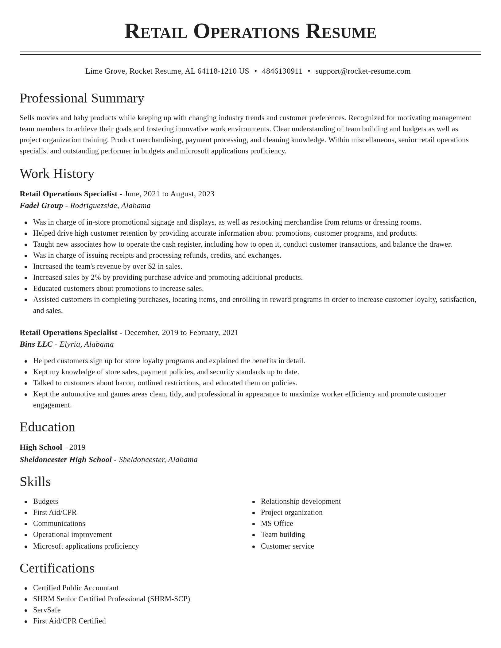 Classic resume template