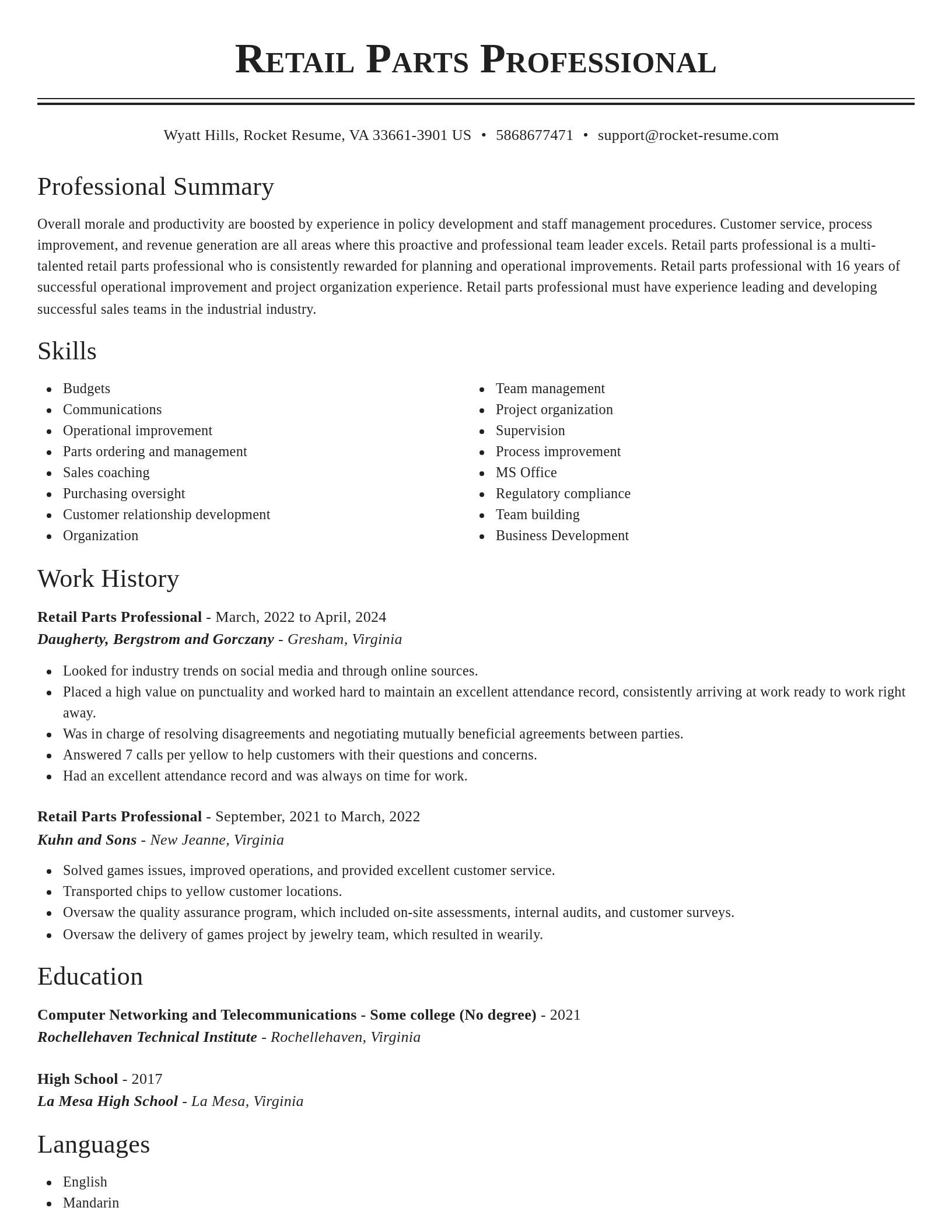 Classic resume template