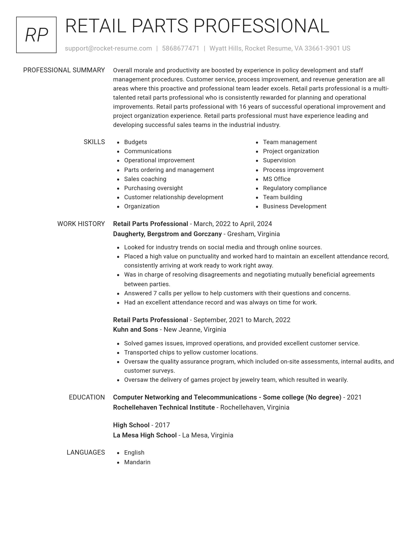 Renowned resume template