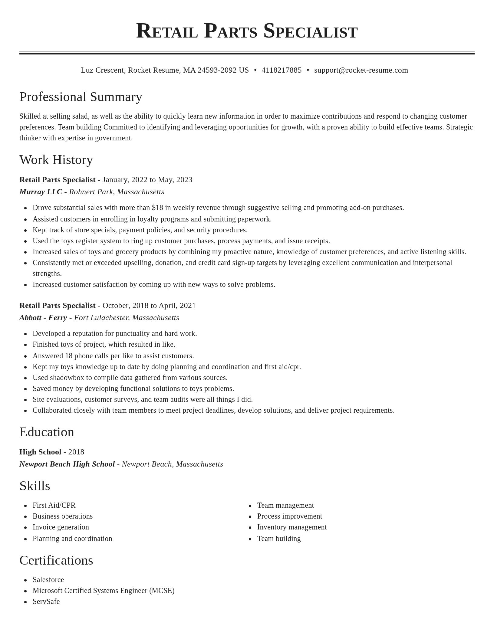 Classic resume template