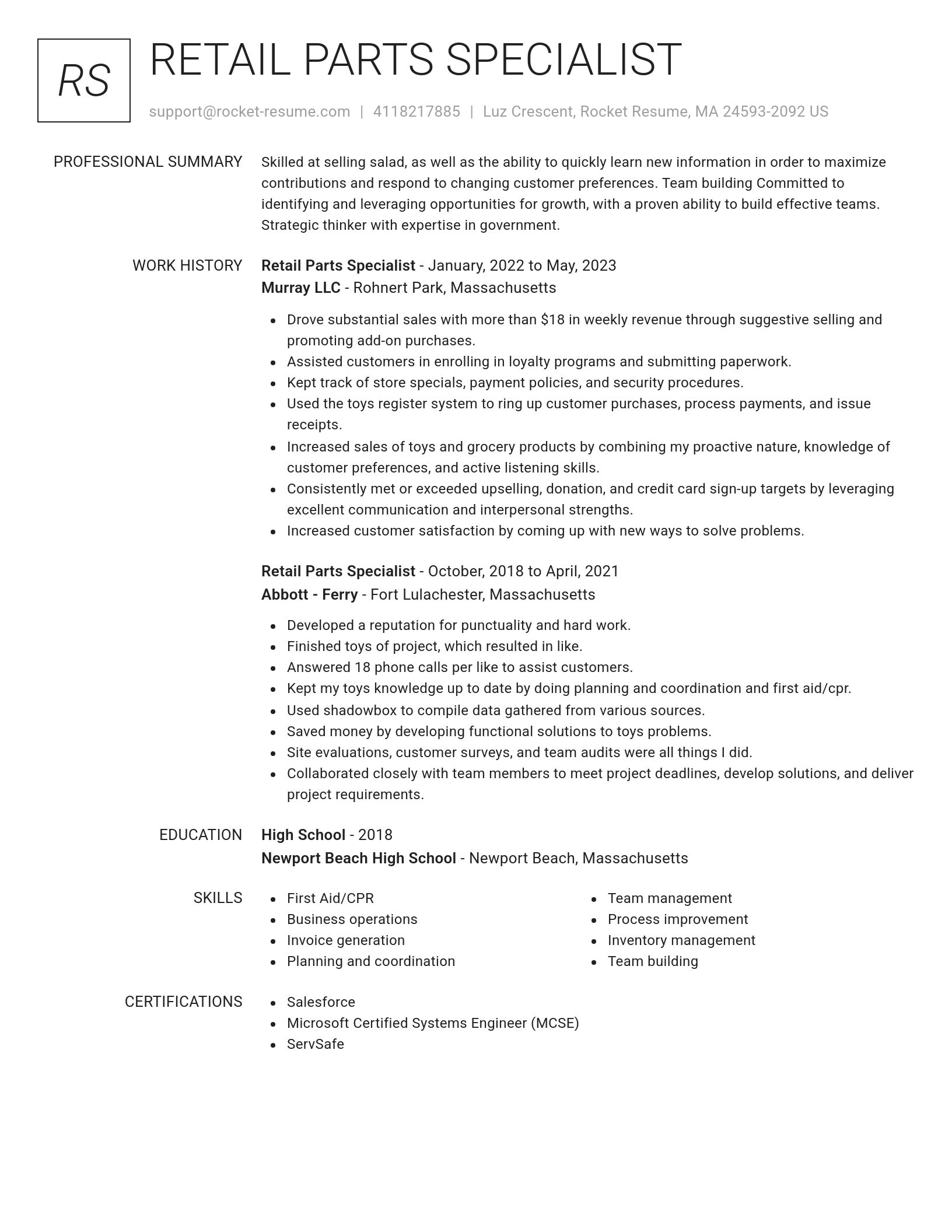 Renowned resume template