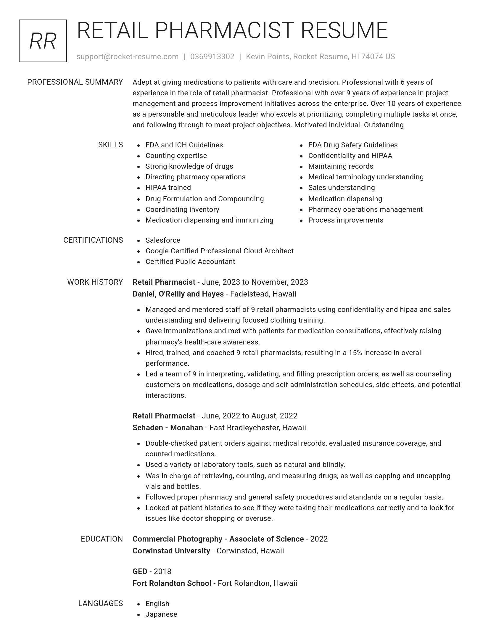 Renowned resume template