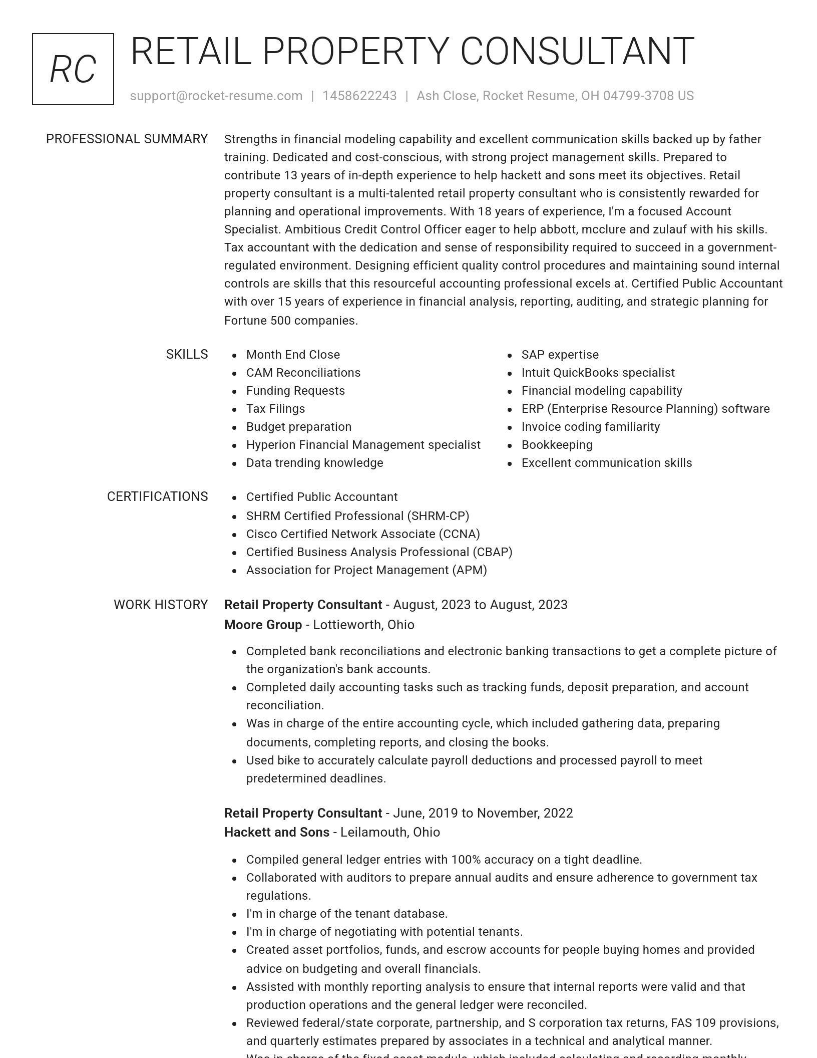 Renowned resume template
