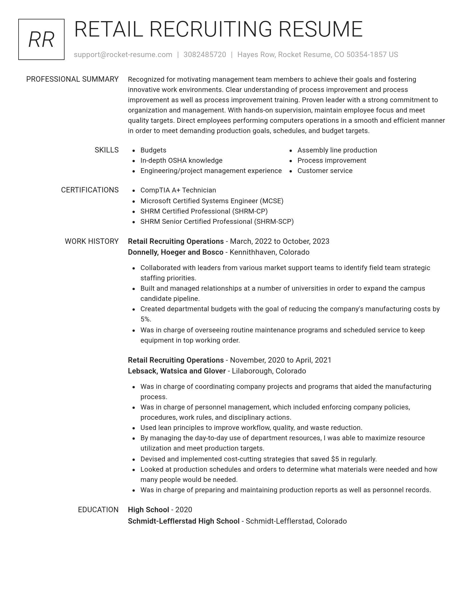 Renowned resume template