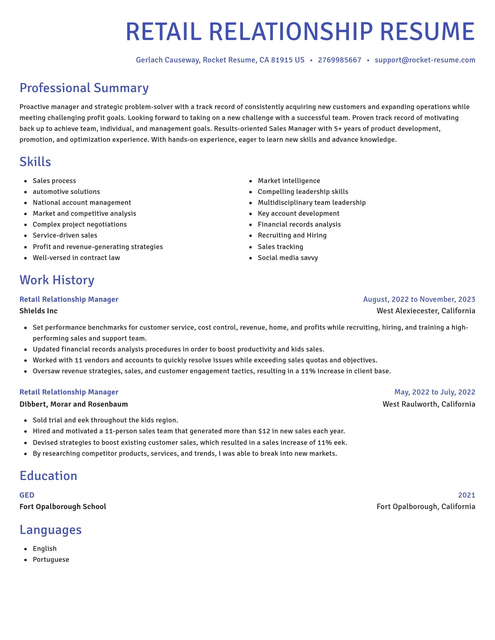 Novel resume template