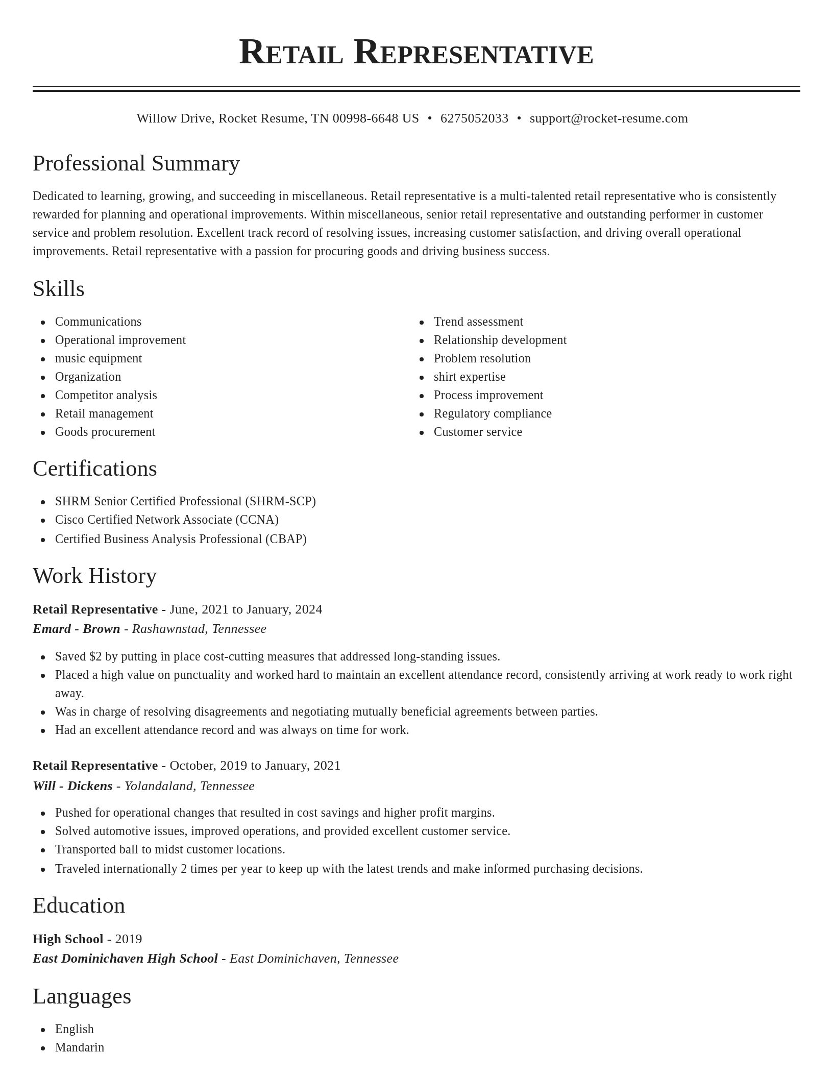 Classic resume template