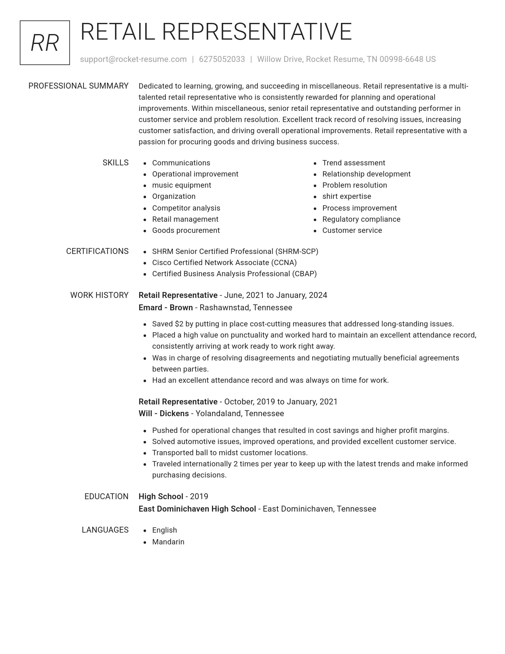 Renowned resume template