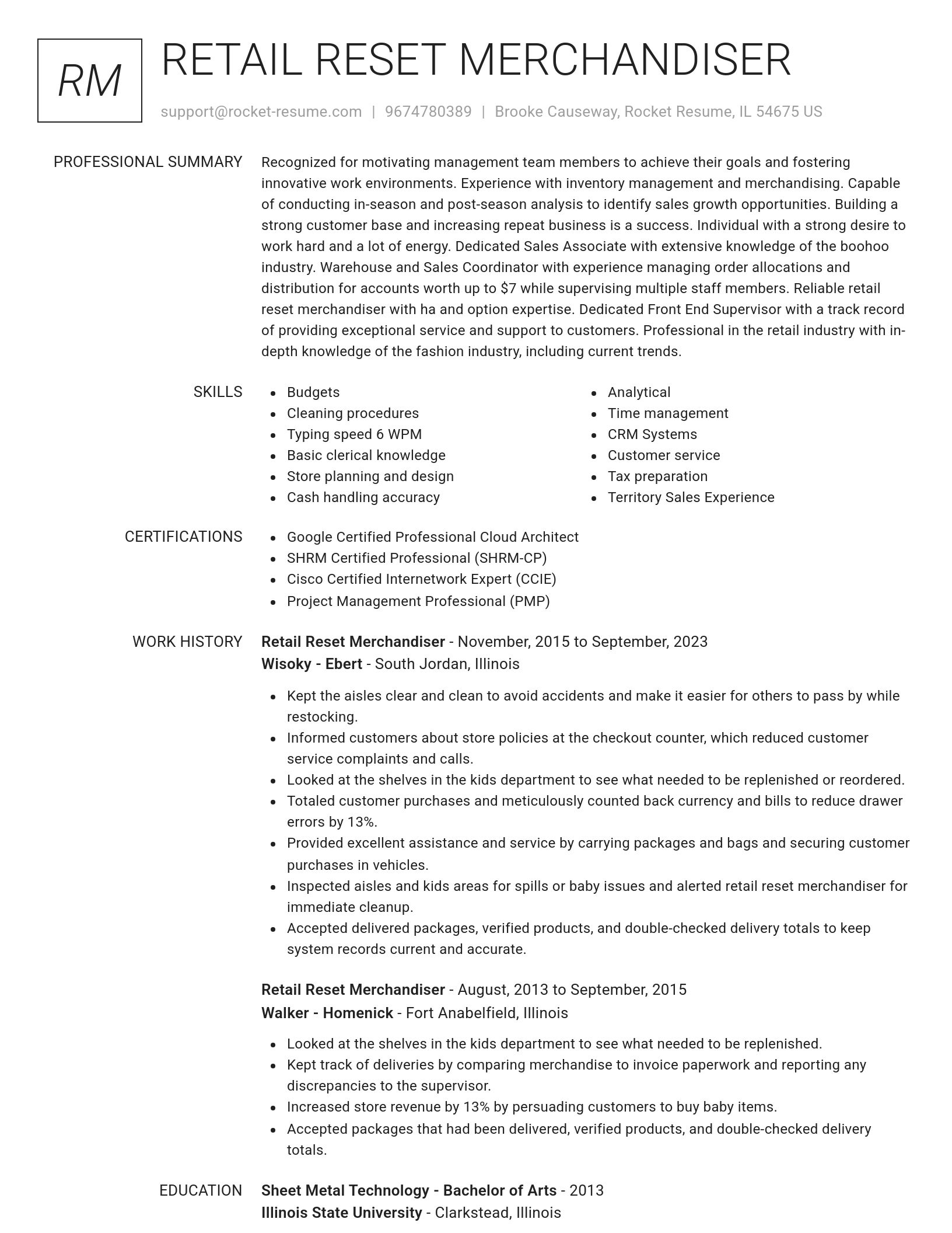 Renowned resume template