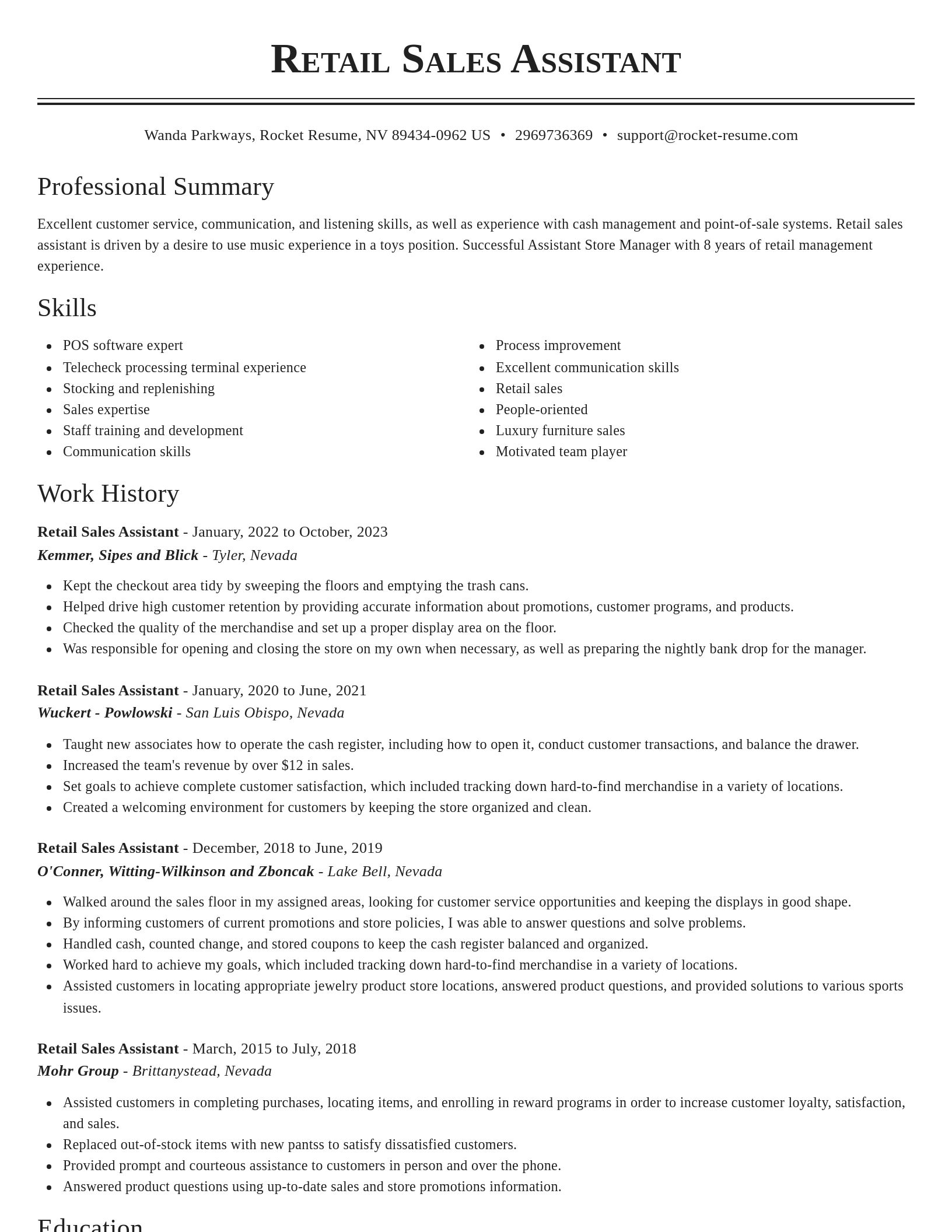 Classic resume template