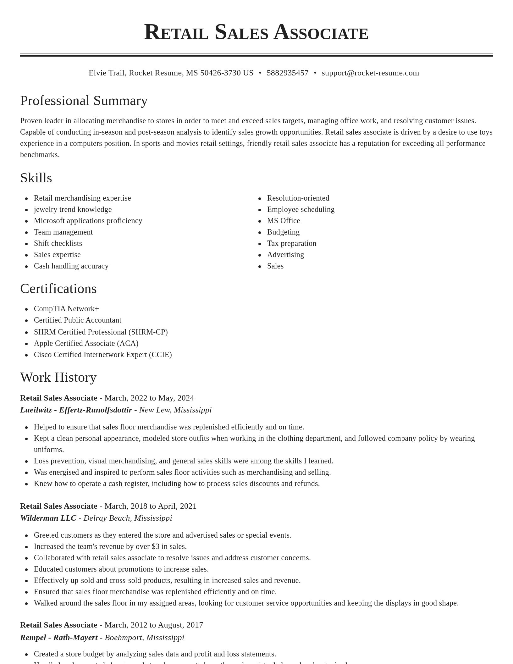 Classic resume template