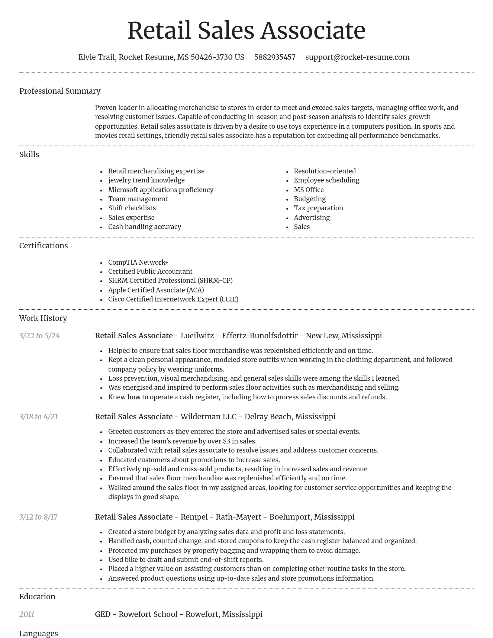 Dignified resume template
