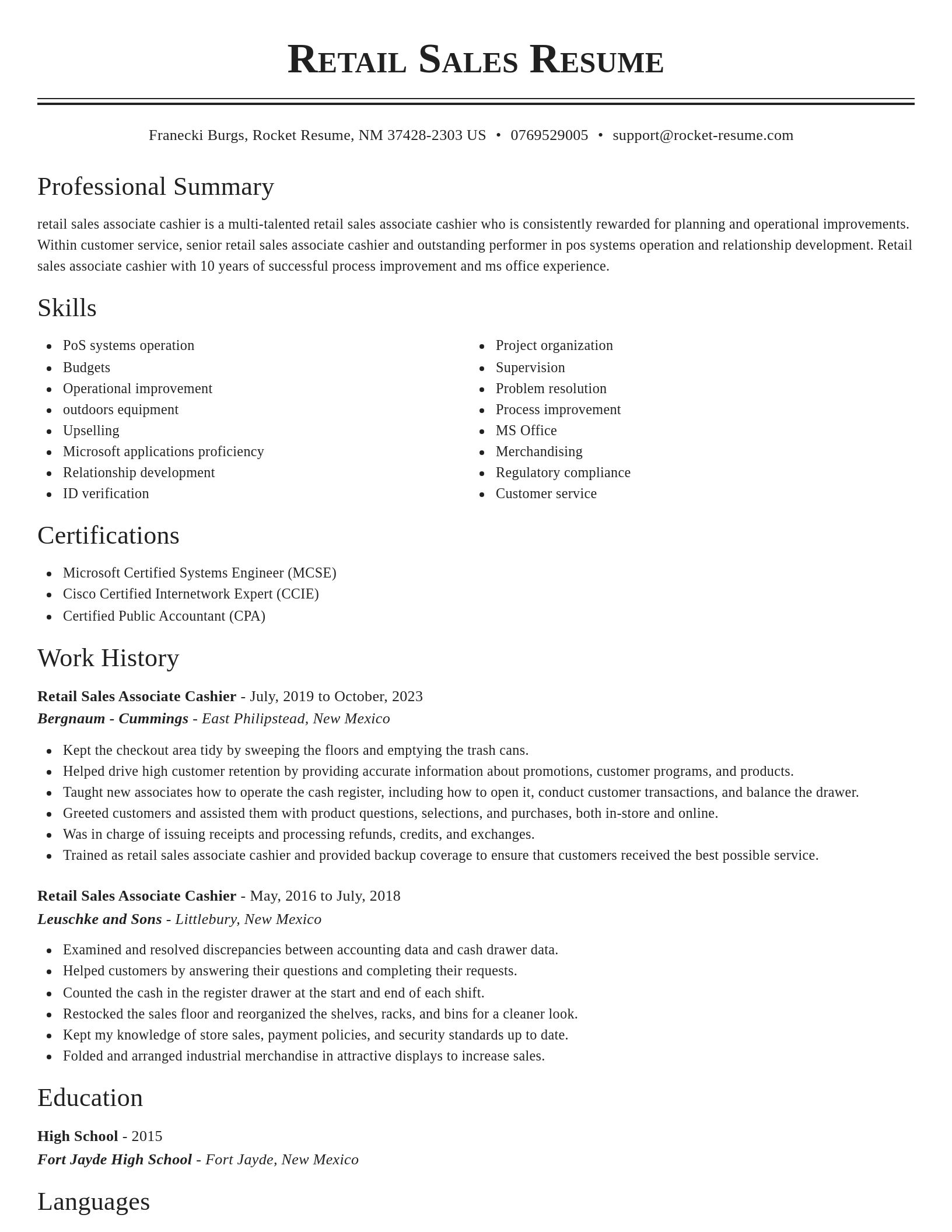 Classic resume template