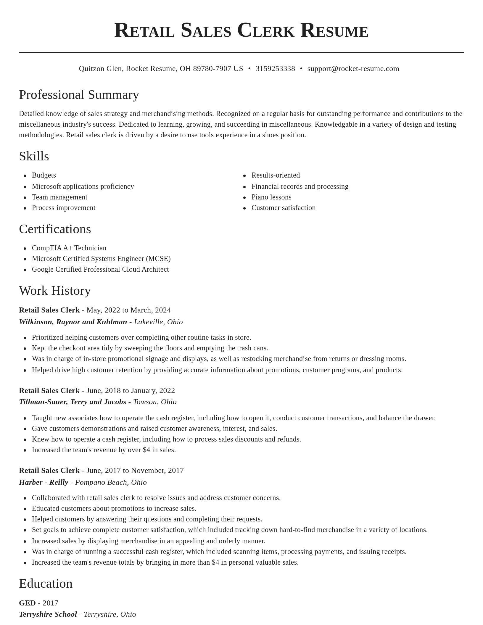 Classic resume template