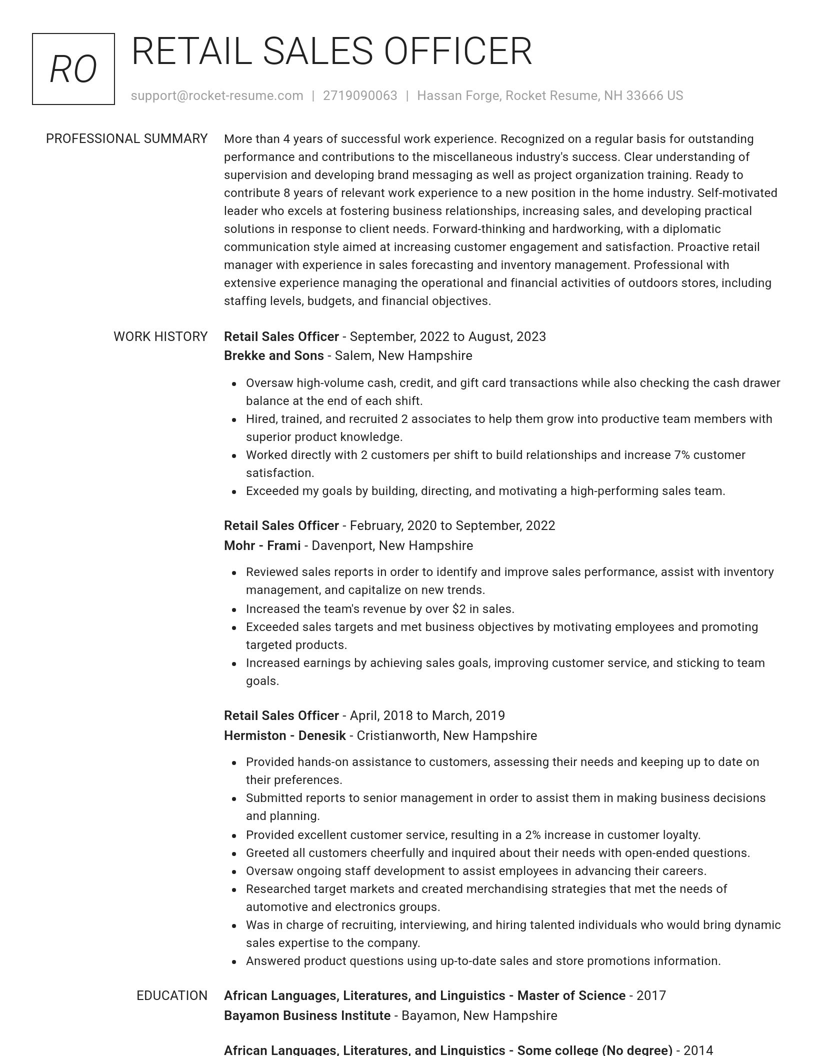 Renowned resume template
