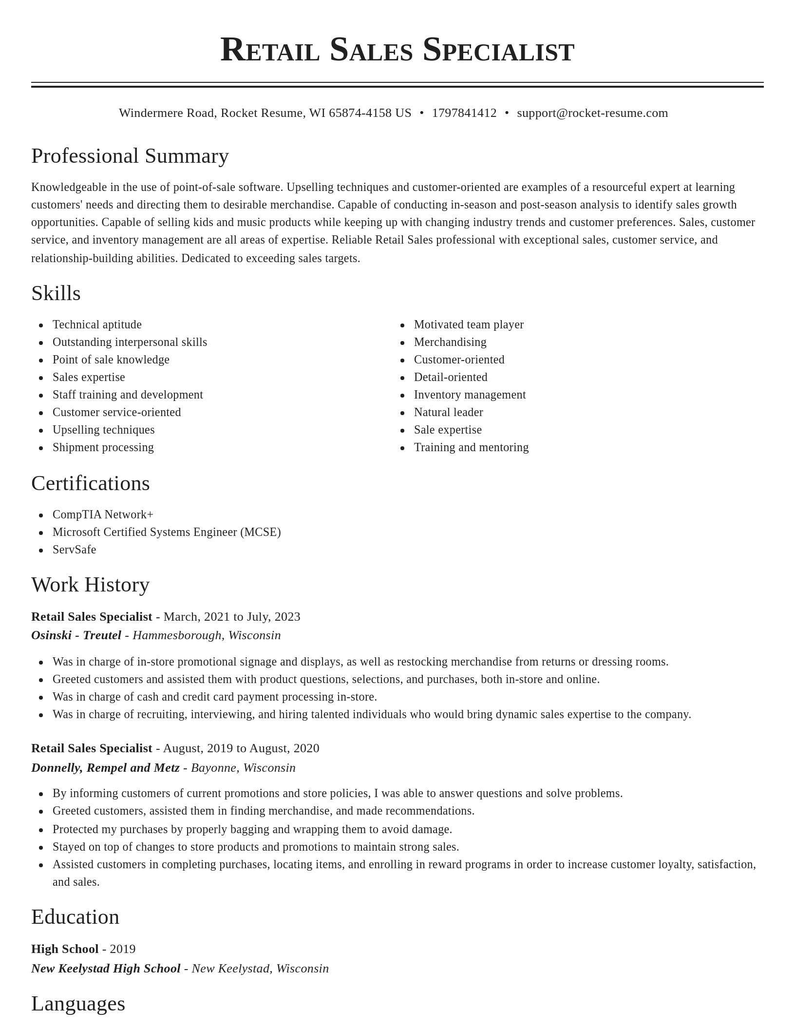 Classic resume template