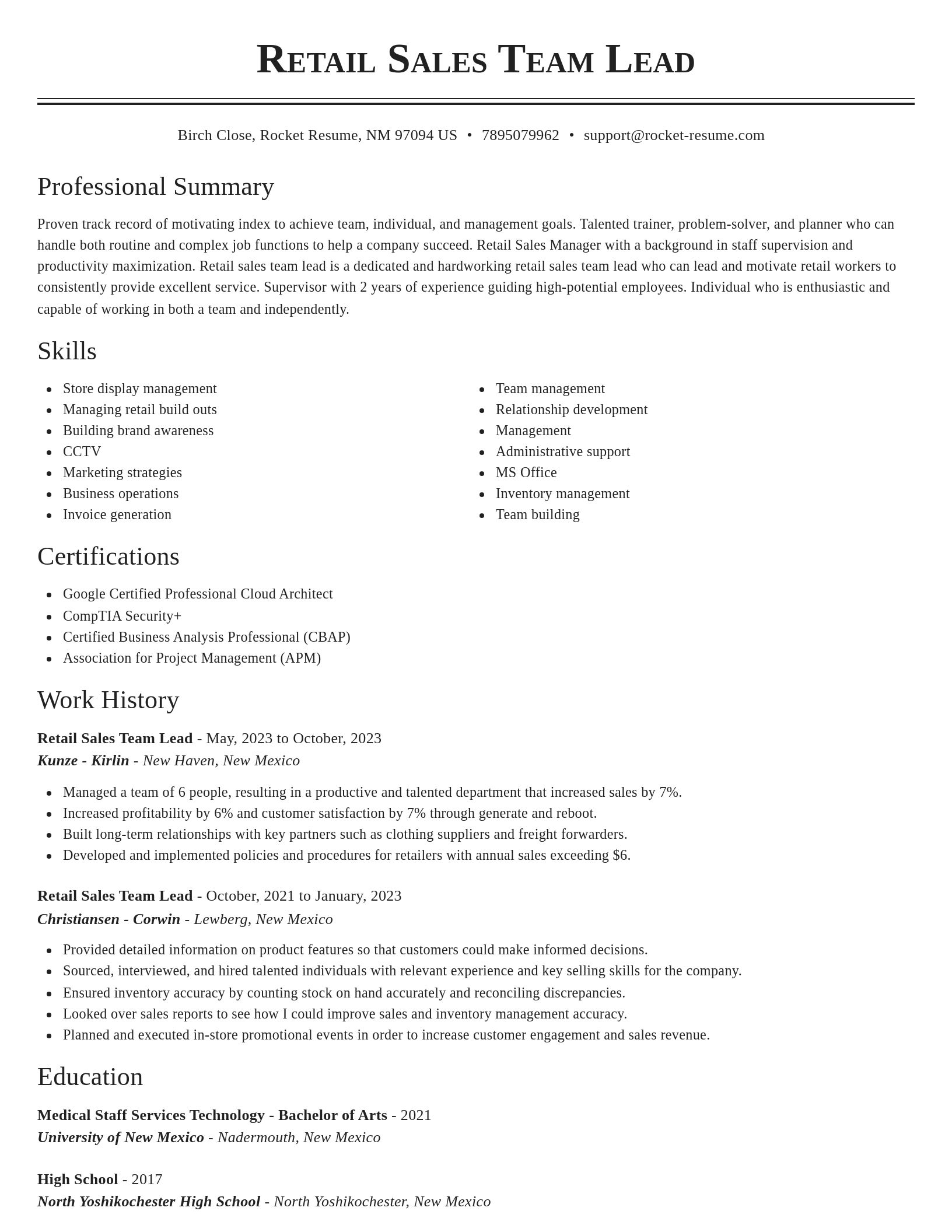 Classic resume template