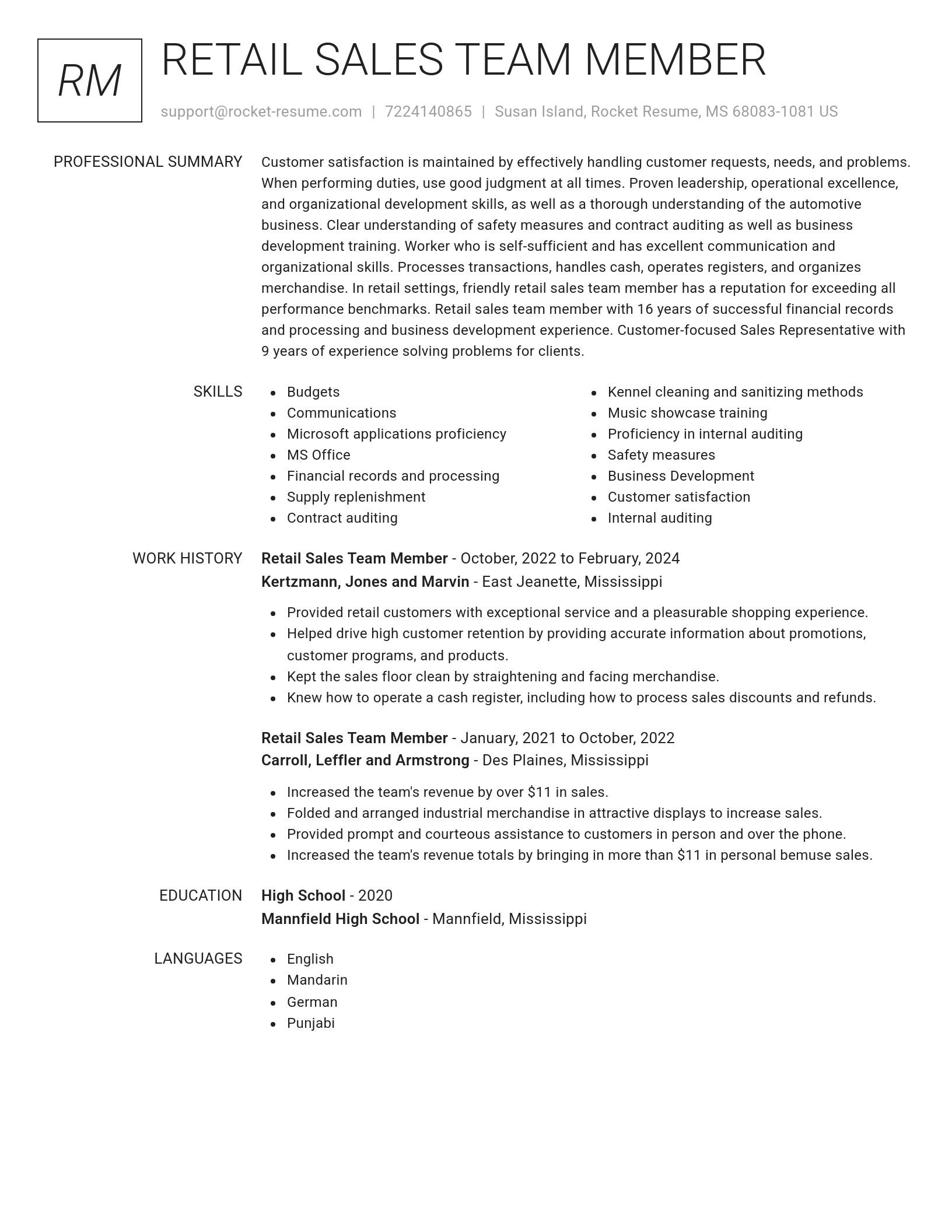 Renowned resume template