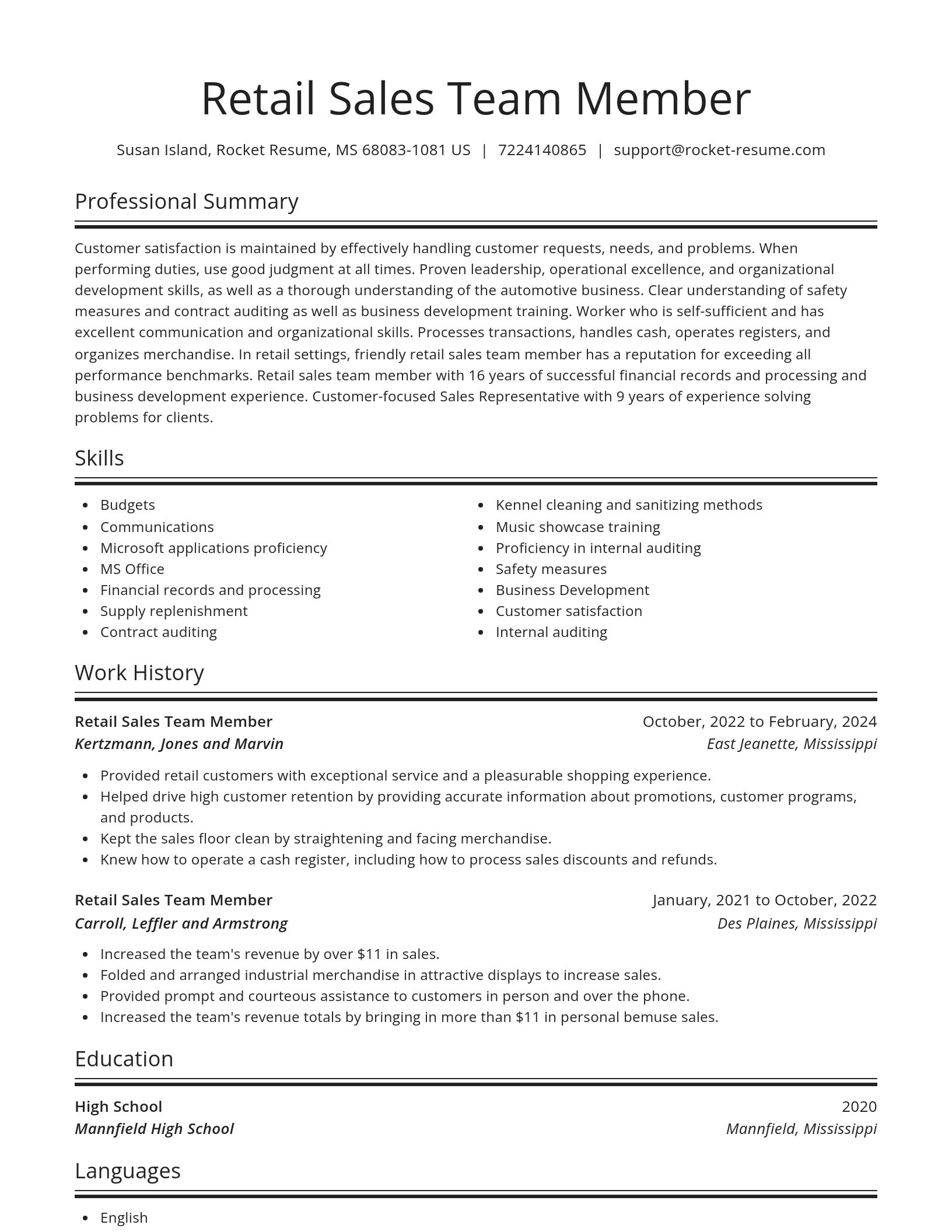 Spotlight resume template