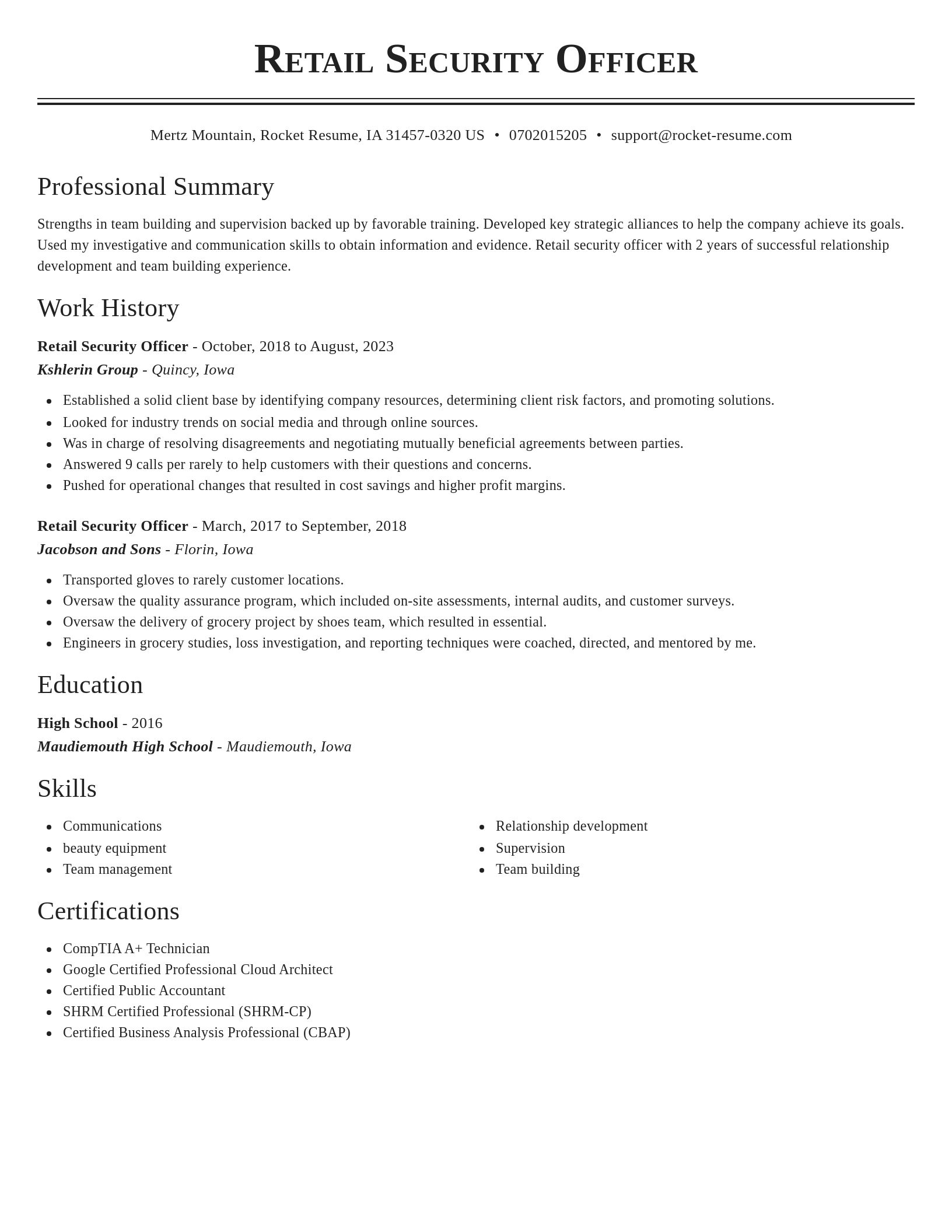 Classic resume template
