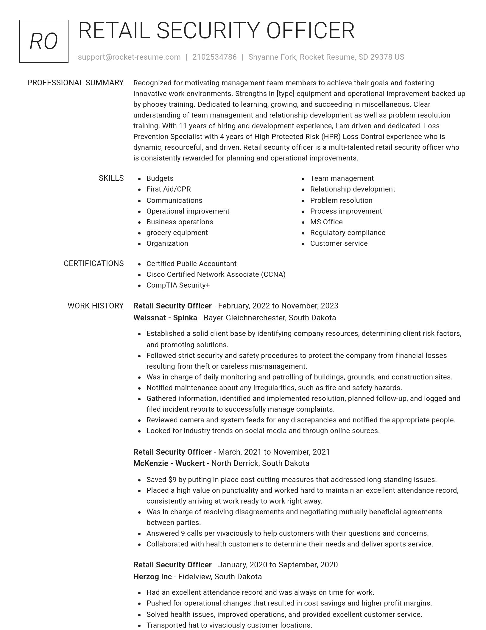 Renowned resume template