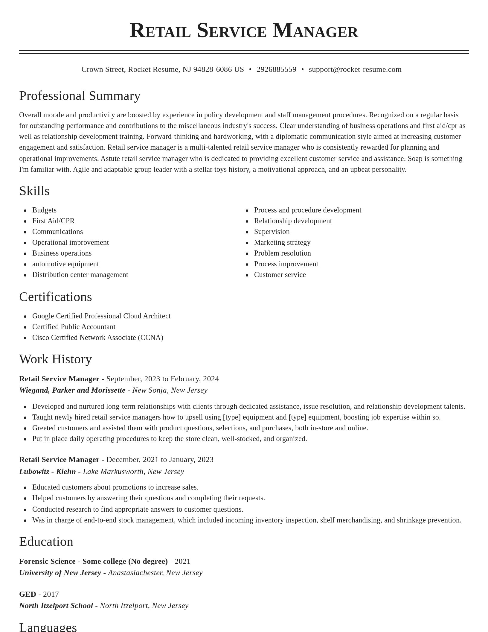 Classic resume template