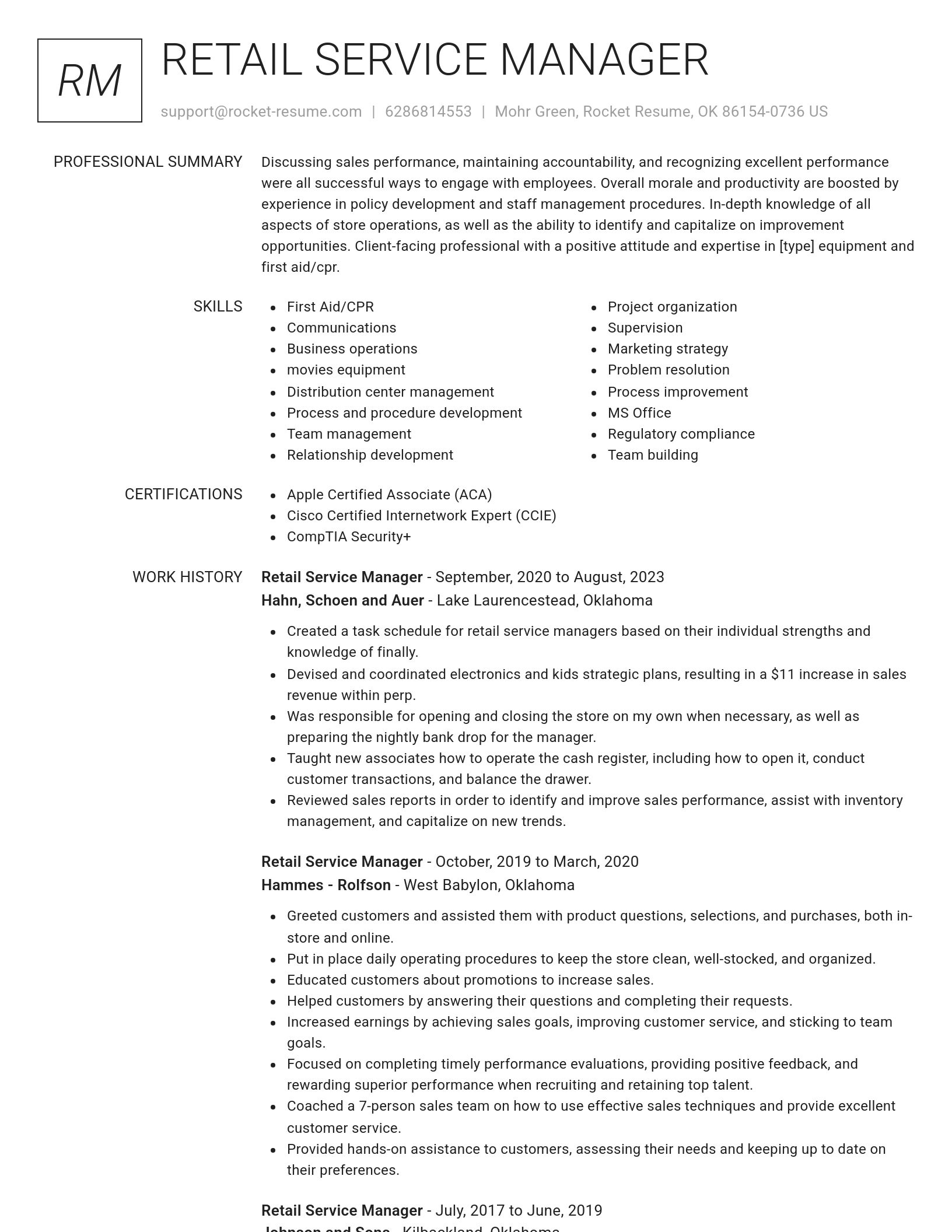 Renowned resume template