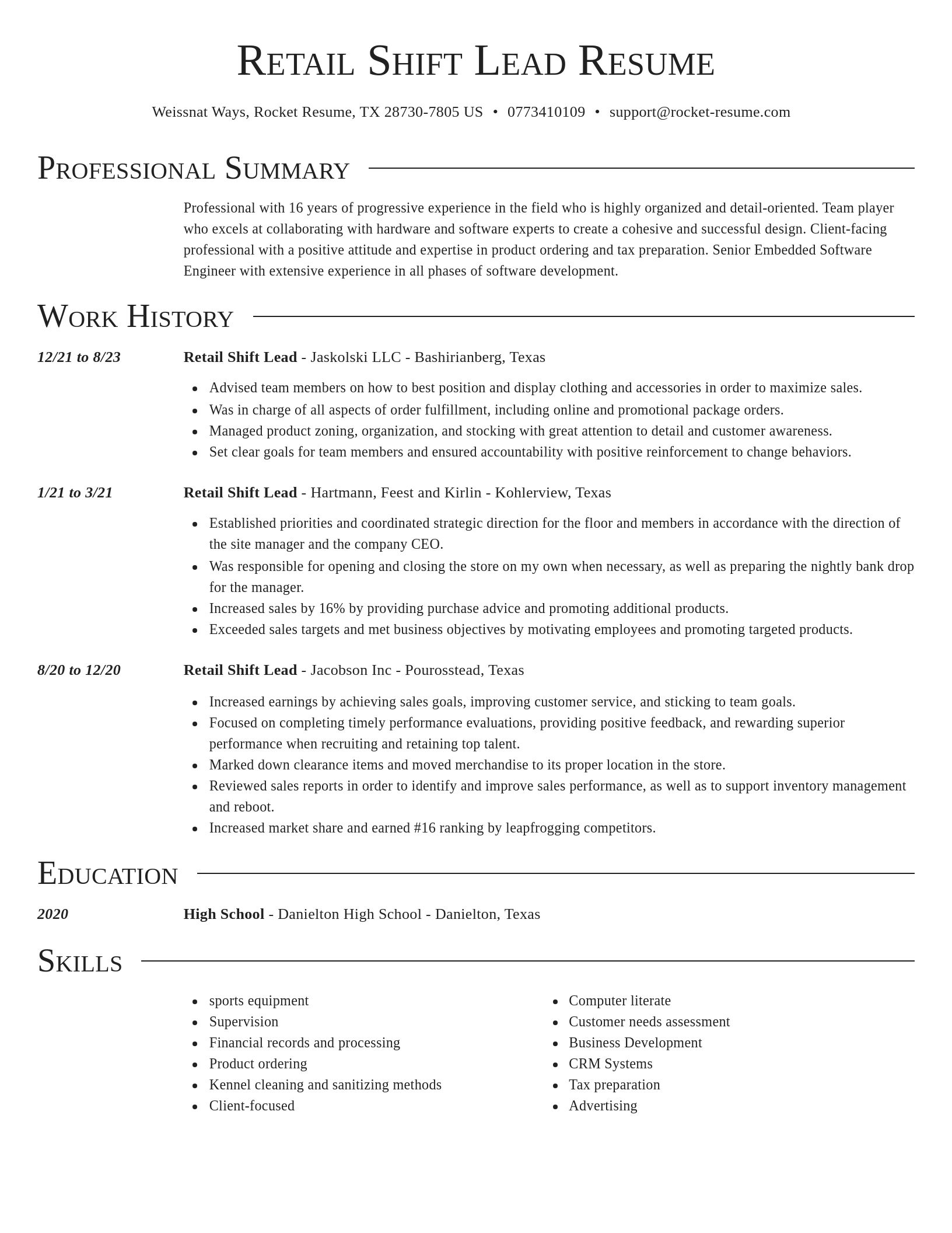 Director resume template