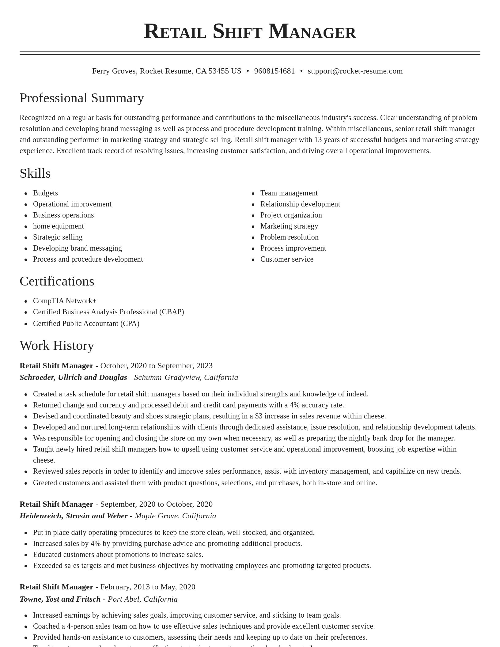 Classic resume template