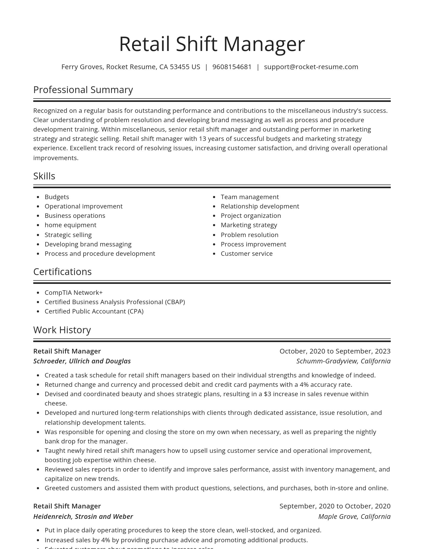 Spotlight resume template