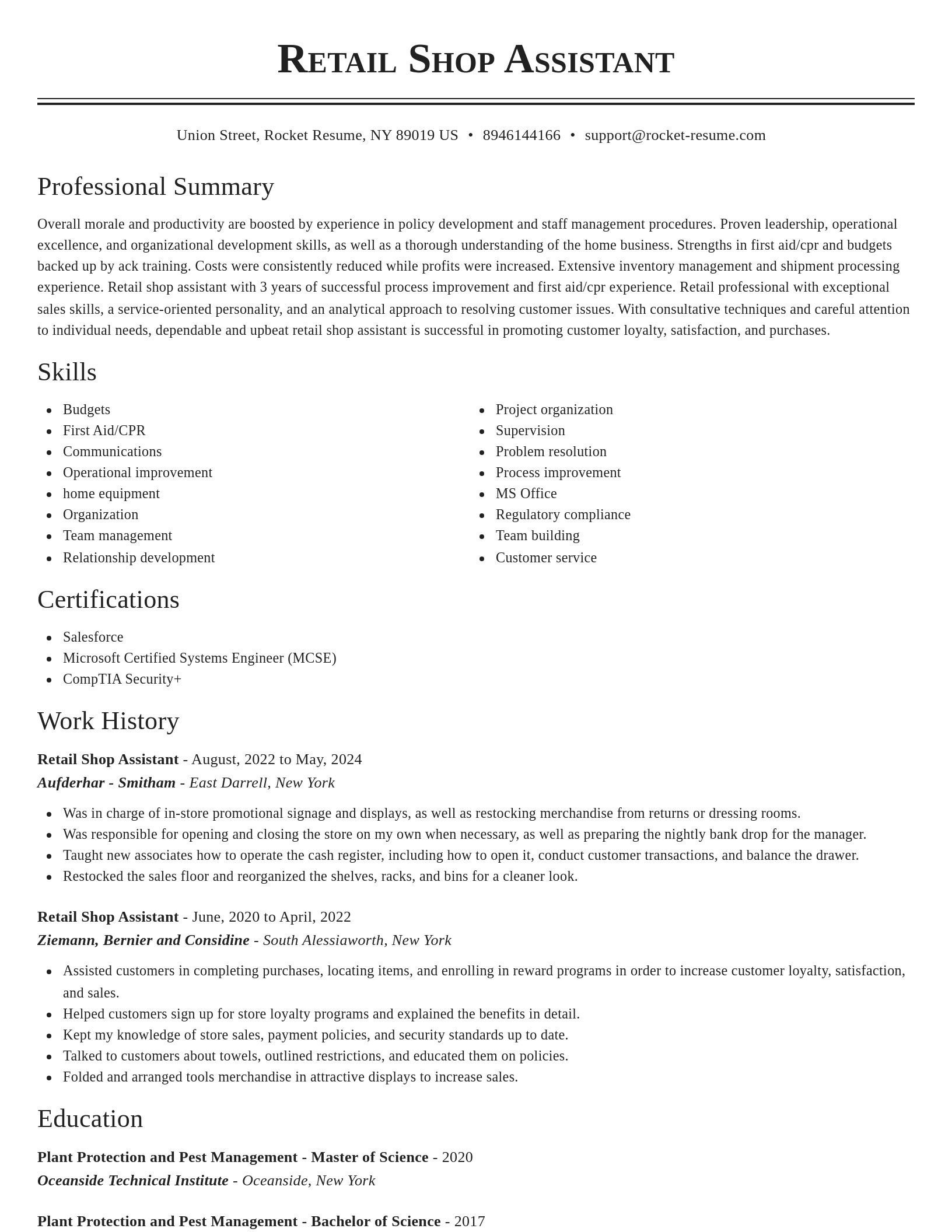 Classic resume template