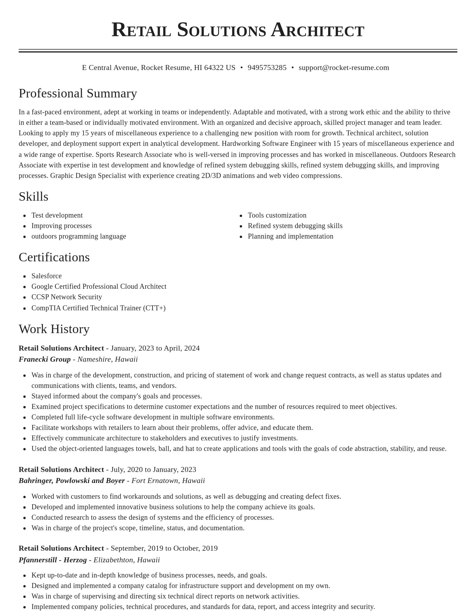 Classic resume template