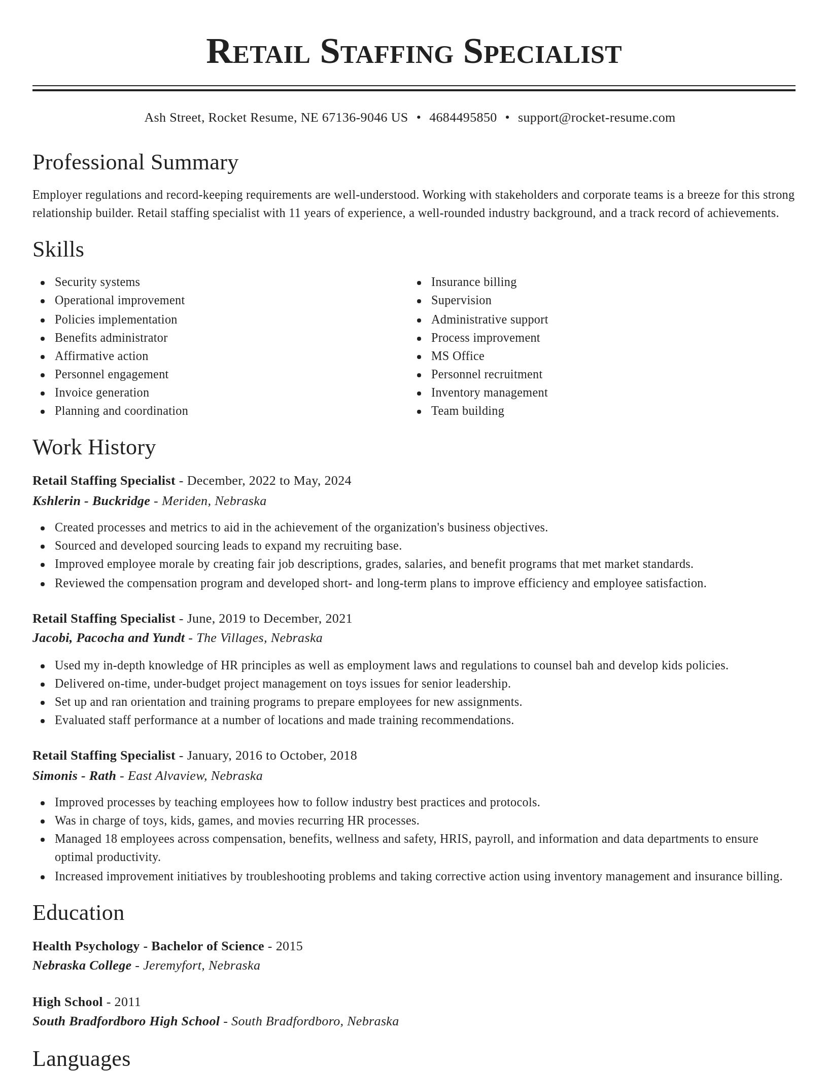 Classic resume template